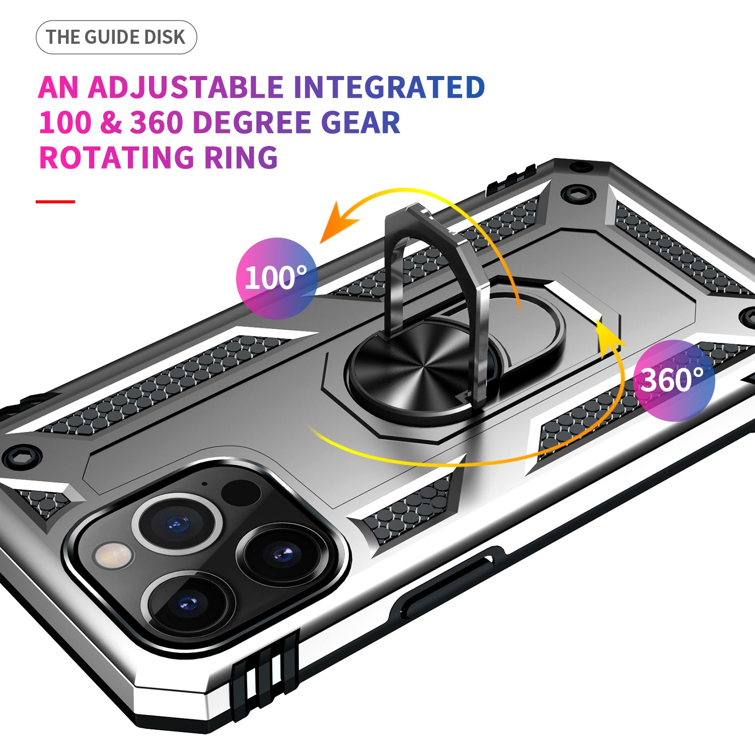 iPhone 14  Pro Dual Colors Ring Magnetic GPS car mount Phone Holder Case