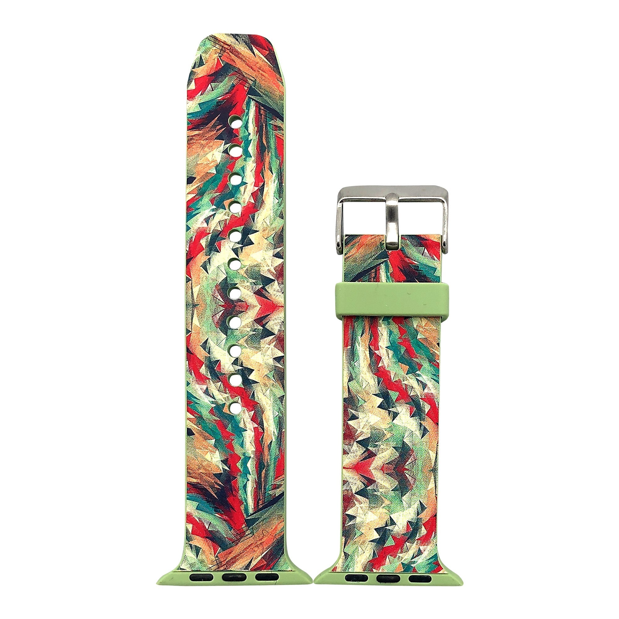 Apple Watch Series 4/3/2/1 with Silver Buckle Rubber Design Colorful Replacement i Watch Bands