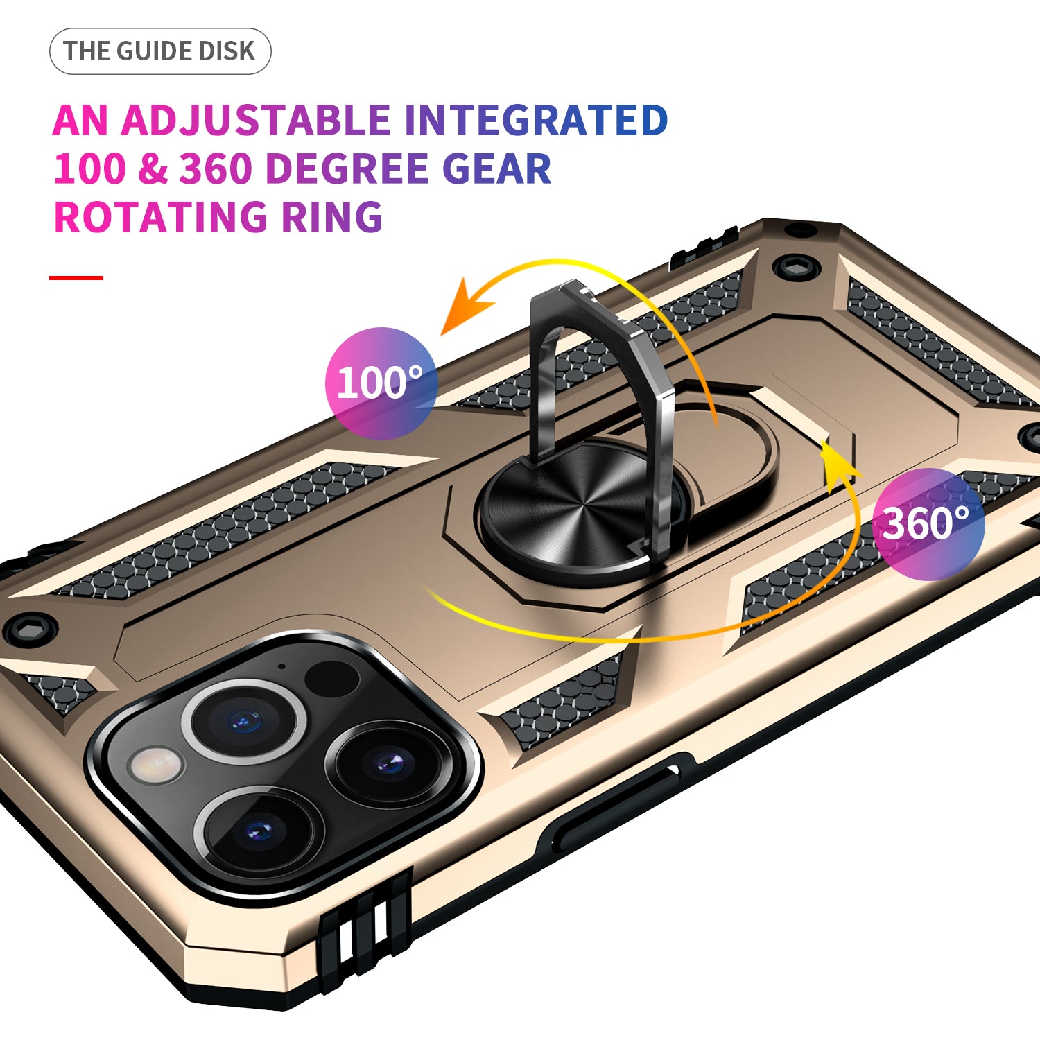 iPhone 14  Pro Dual Colors Ring Magnetic GPS car mount Phone Holder Case
