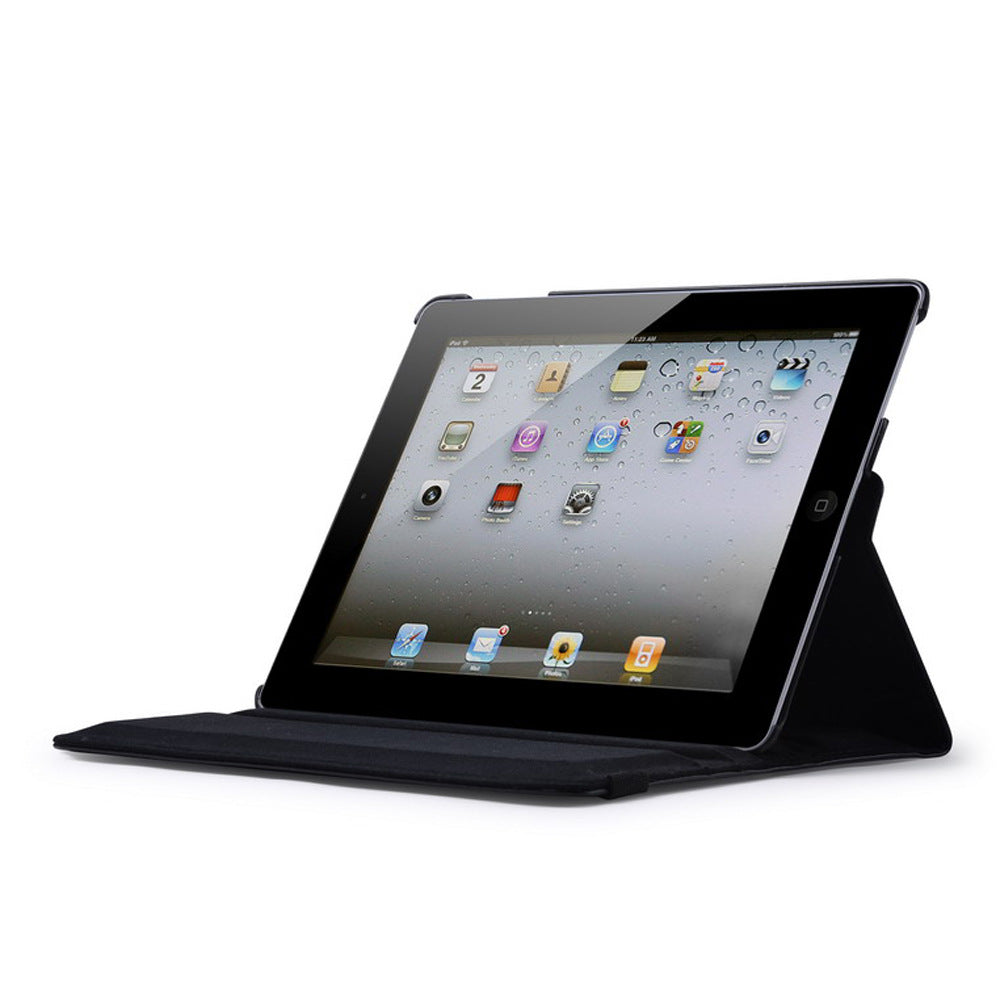 360 Degrees Rotating Leather Standing Case for iPad 4 - Hot Pink