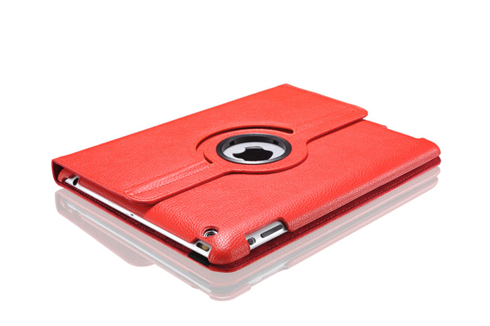 360 Degrees Rotating Leather Standing Case for iPad 4 - Hot Pink