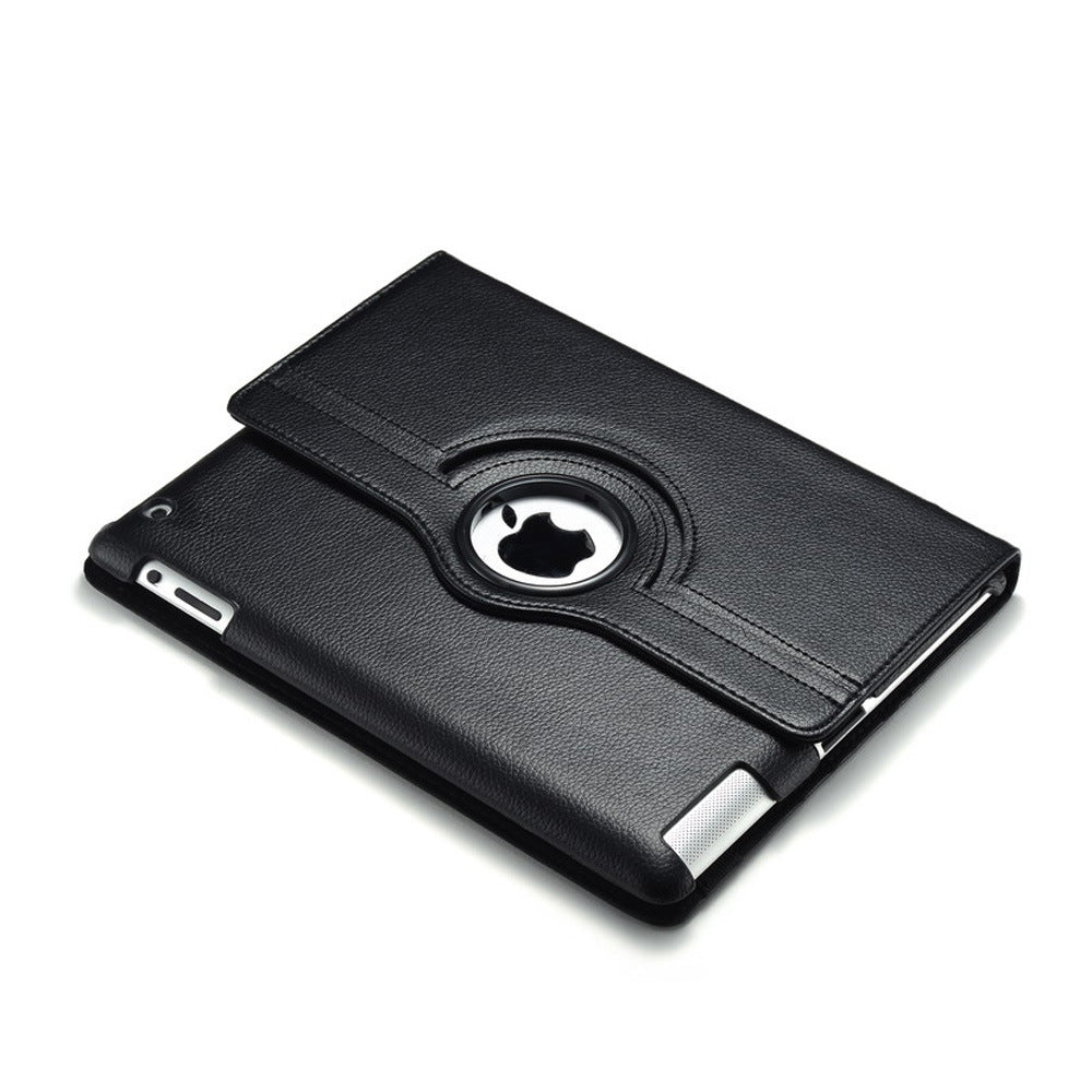 360 Degrees Rotating Leather Standing Case for iPad 4 - Hot Pink