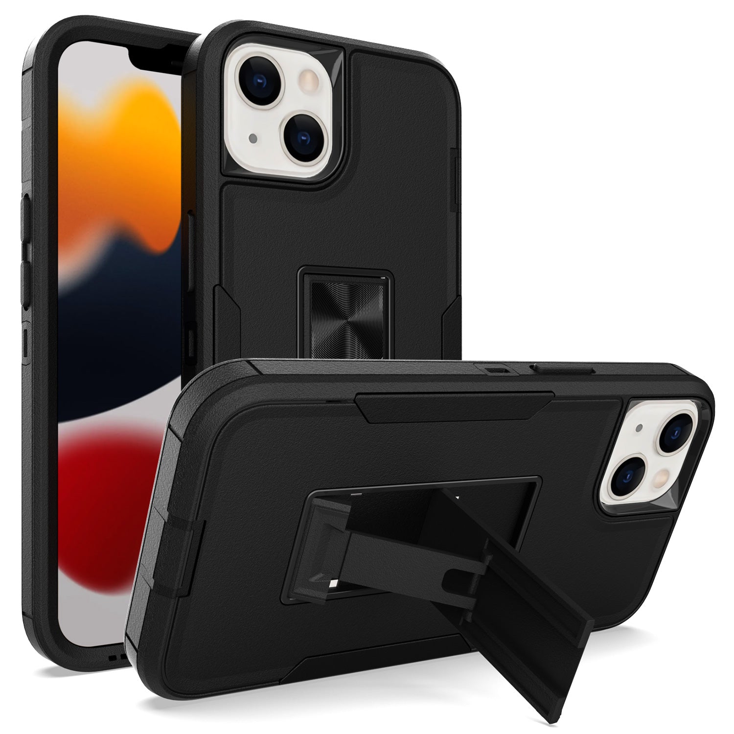 iPhone 13 Kickstand fully protected heavy-duty shockproof case