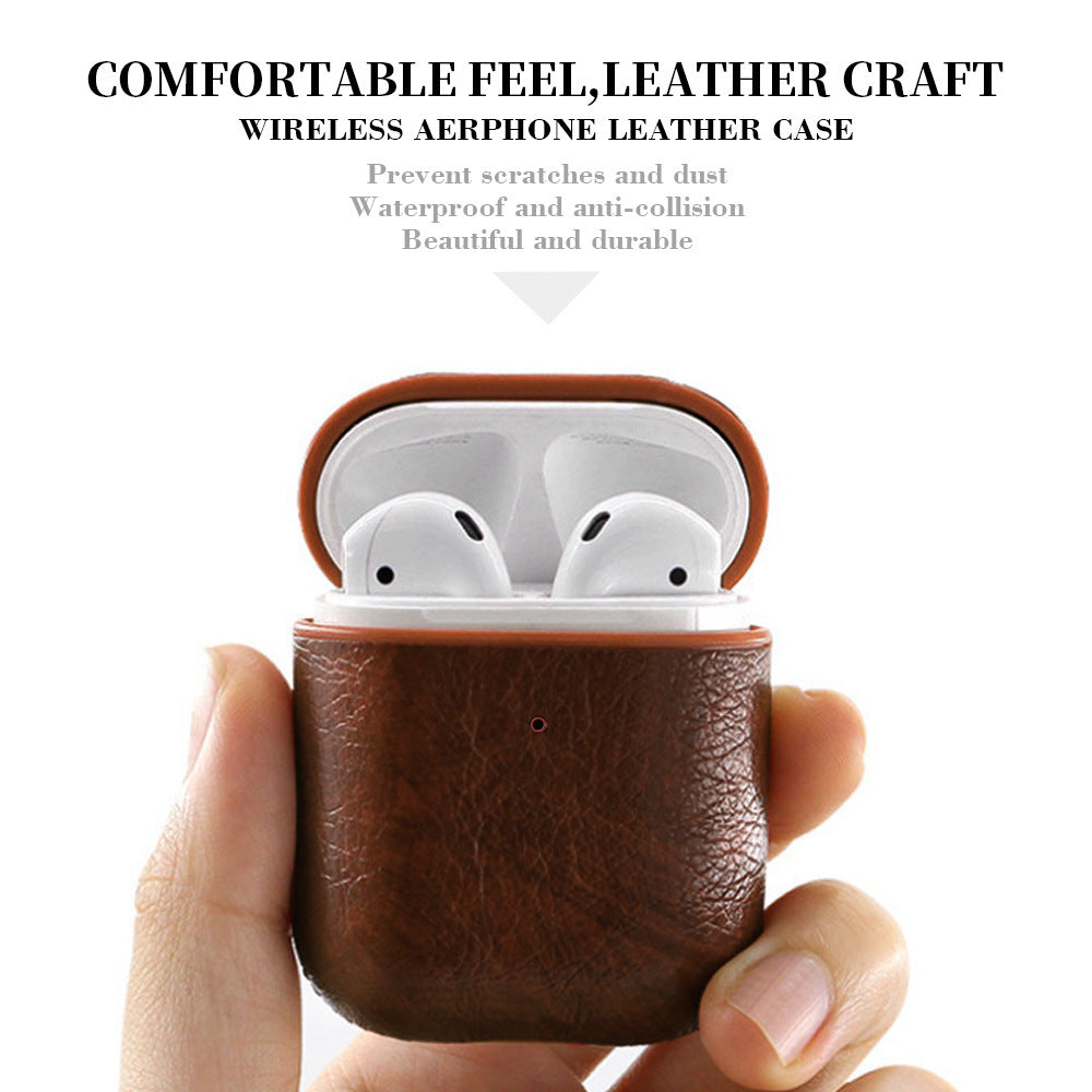 AirPods Case Protective Leather Cover and Skin Compatible with Apple AirPods