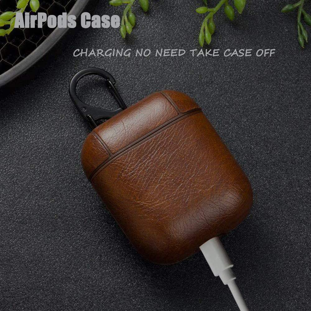 AirPods Case Protective Leather Cover and Skin Compatible with Apple AirPods
