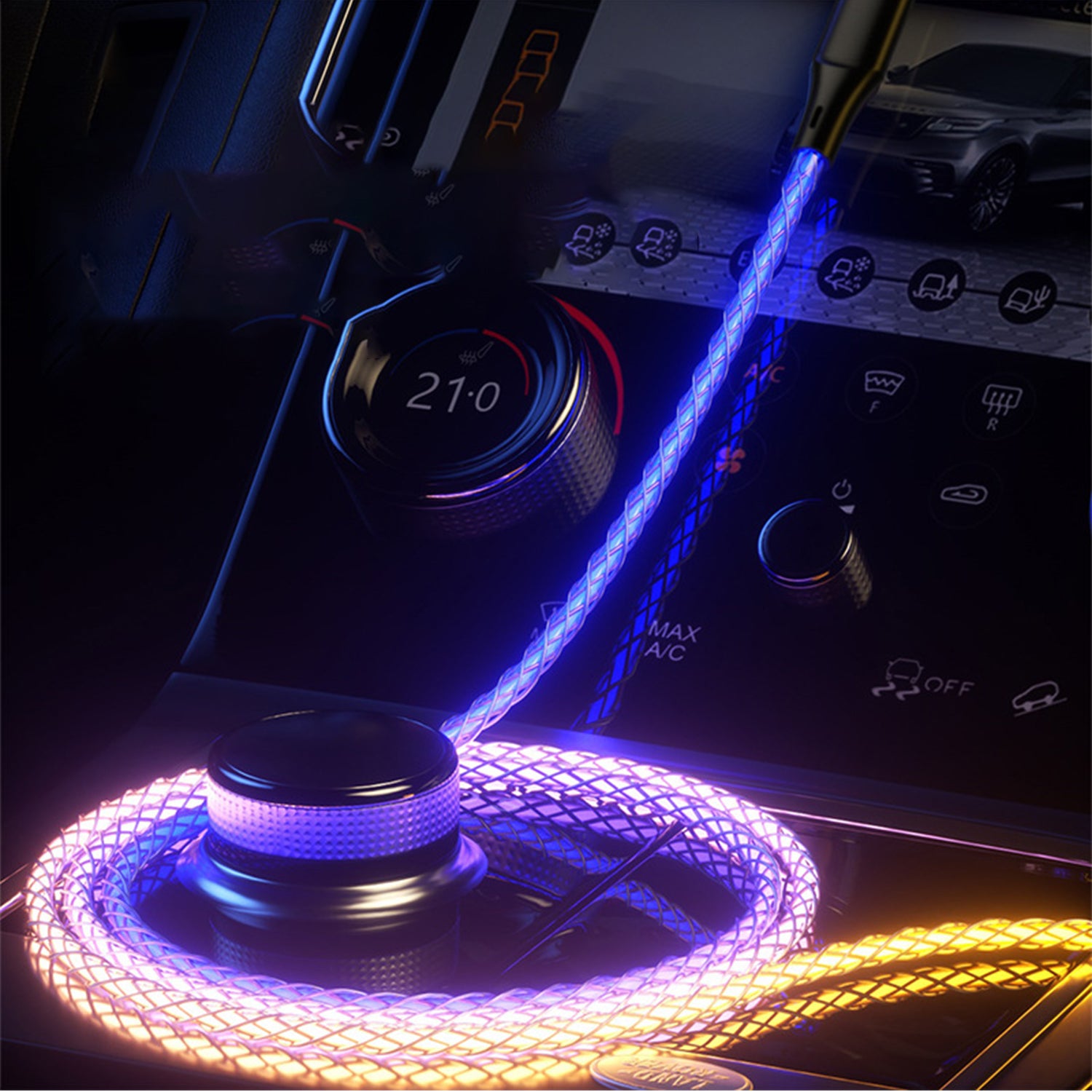 USB to Type-C LED luminous data cable-Black