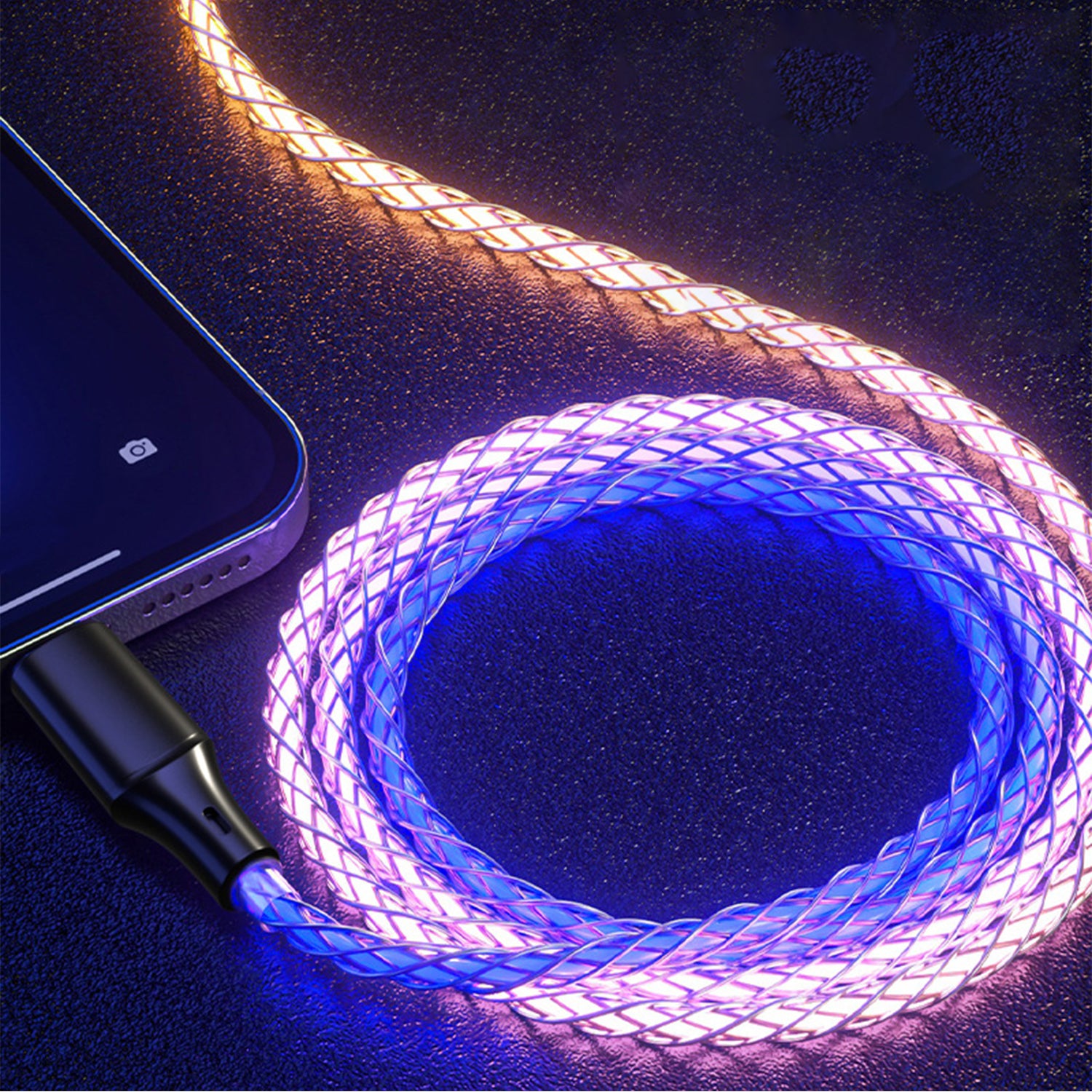 USB to Type-C LED luminous data cable-Black