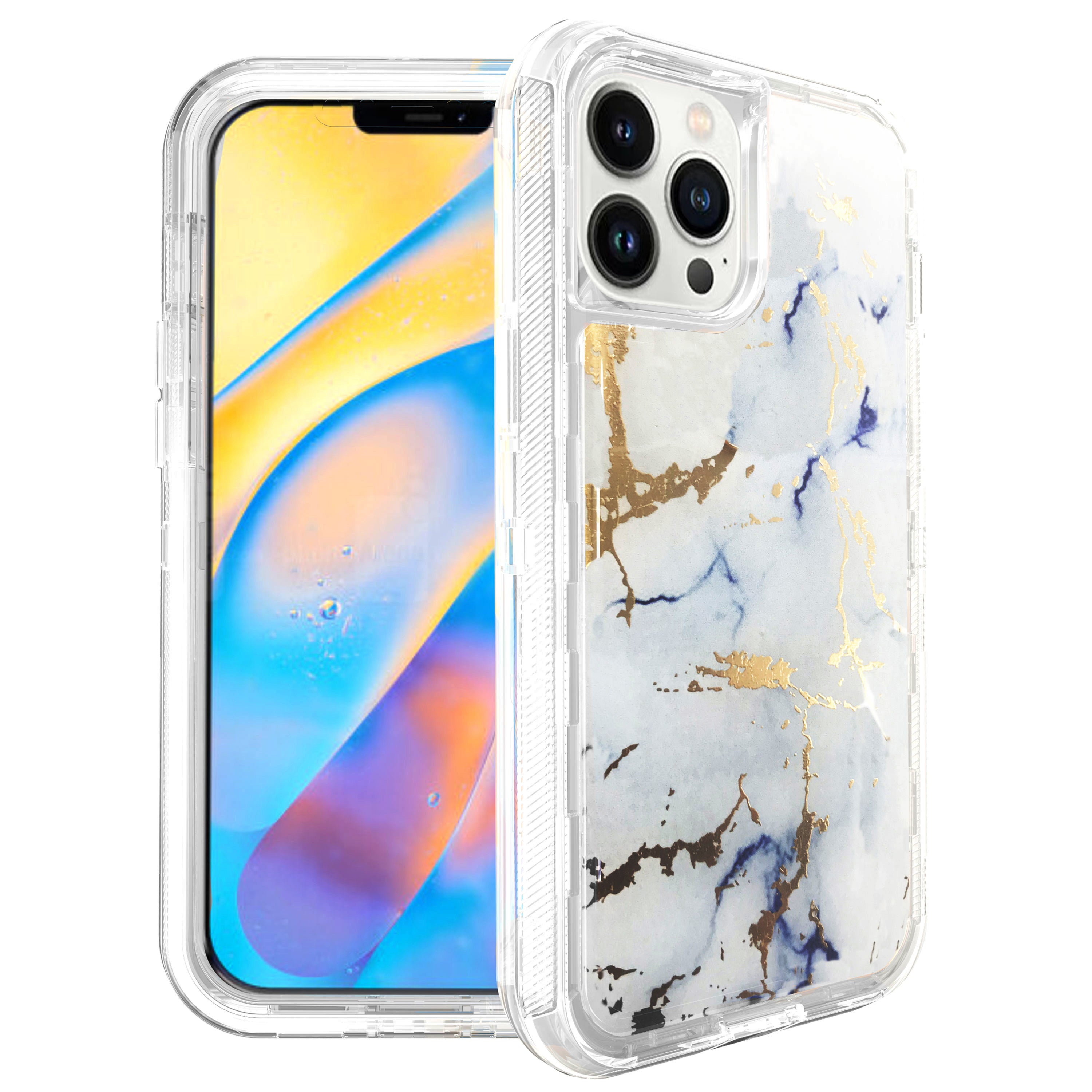 iPhone 13 Pro Anti-Shock Durable Protective TPU Heavy Duty Marble Clear case