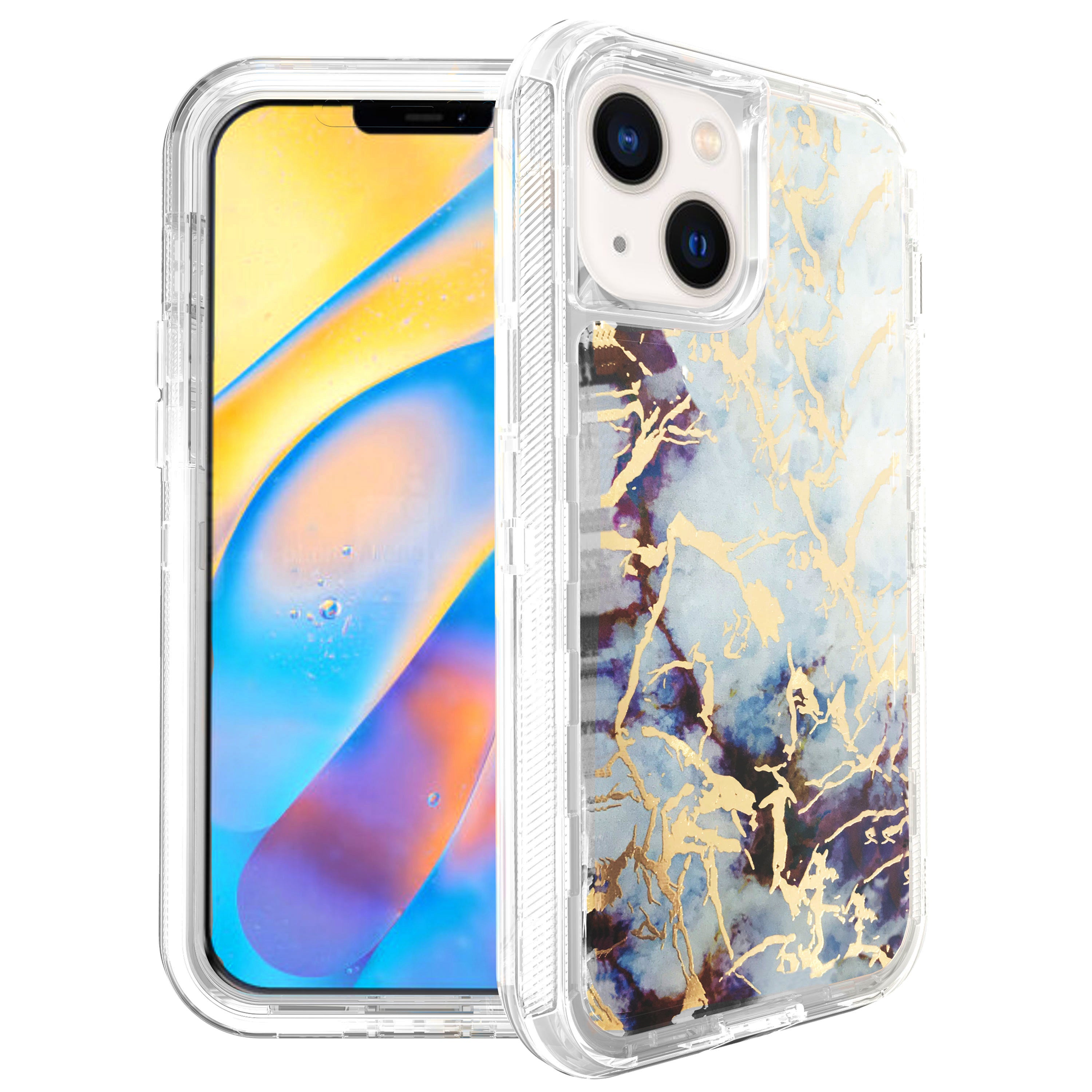 Clear Case for iPhone 13 Anti-Shock Durable Protective TPU Heavy Duty Marble case