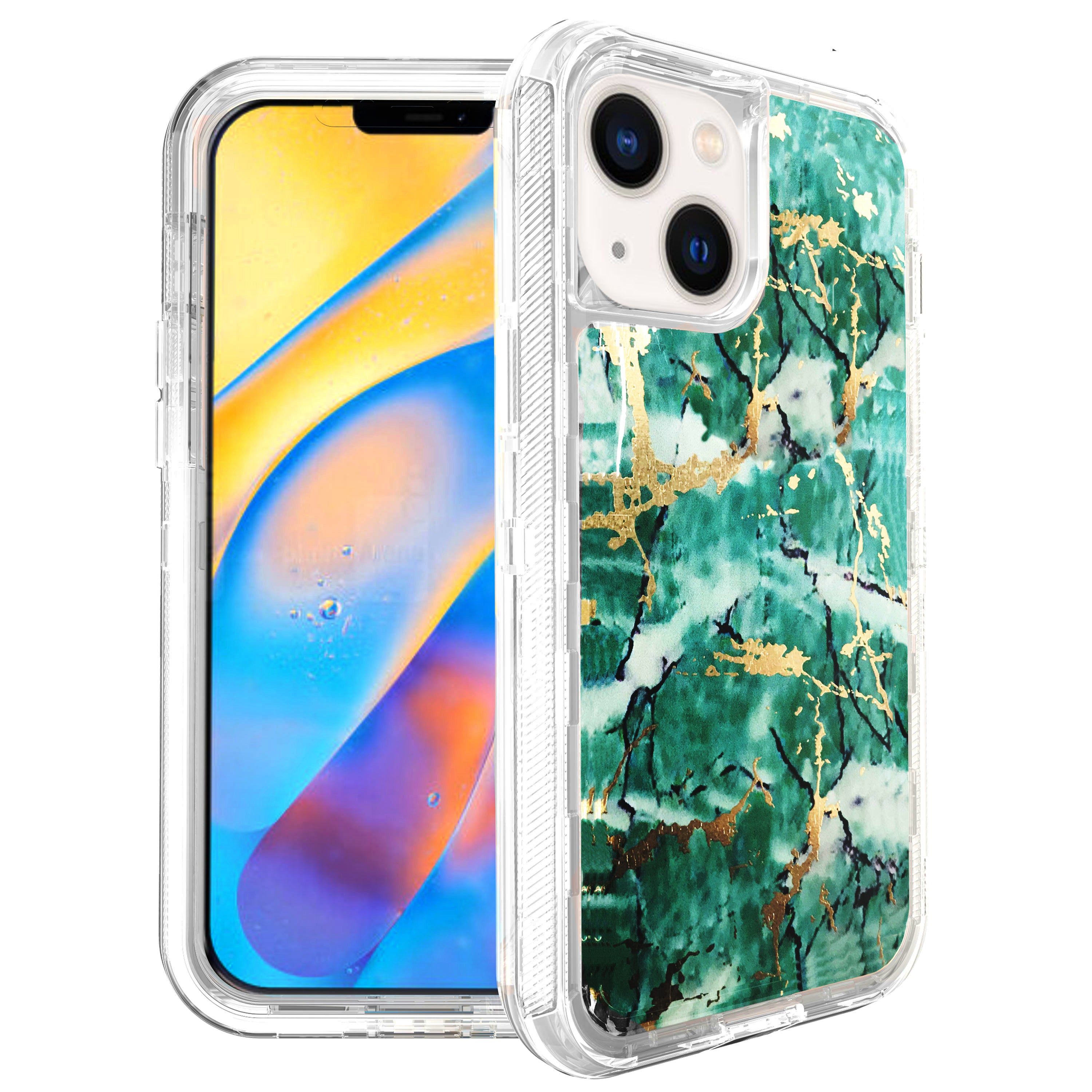 Clear Case for iPhone 13 Anti-Shock Durable Protective TPU Heavy Duty Marble case