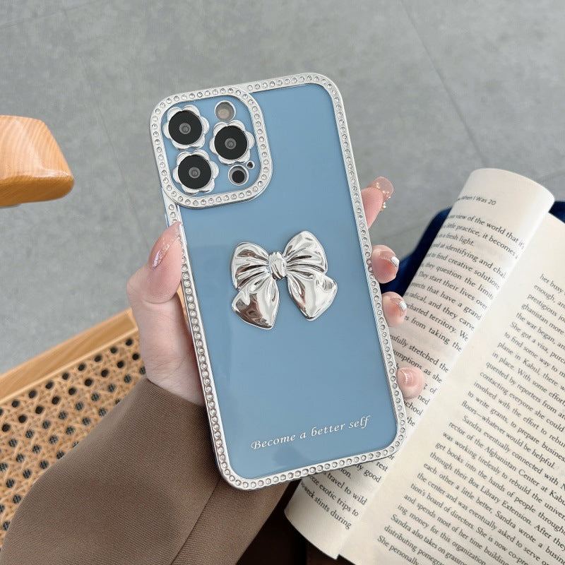 iPhone 13 Pro Max Diamond frame color electroplating bow case