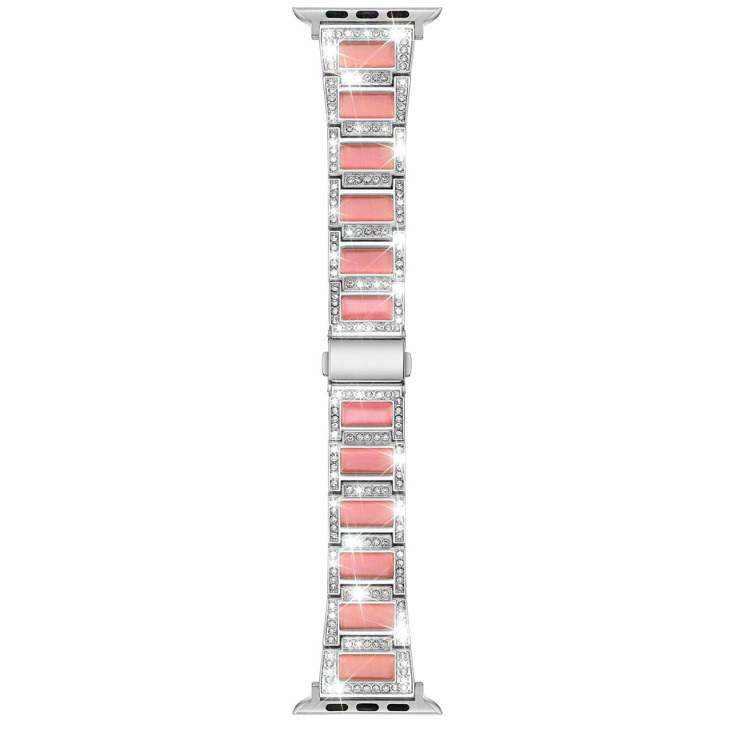 38/40/41mm Suitable for Apple metal strap Apple Watch Strap 2 / 3 / 4 / 5 / 6 / 7 diamond inlaid three bead stainless steel strap