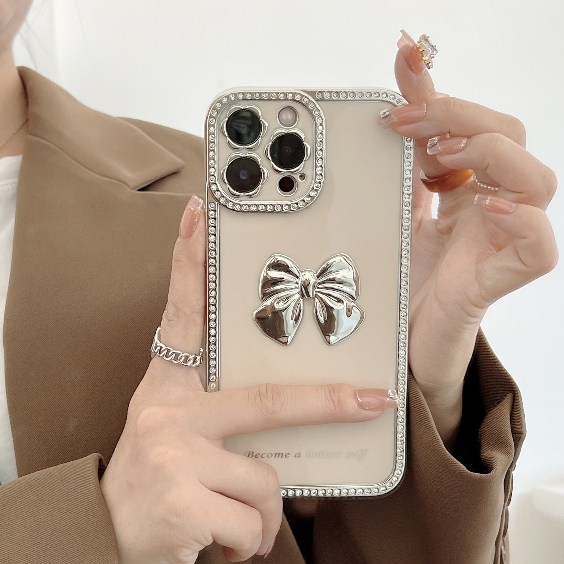 iPhone 13 Pro Diamond frame color electroplating bow case