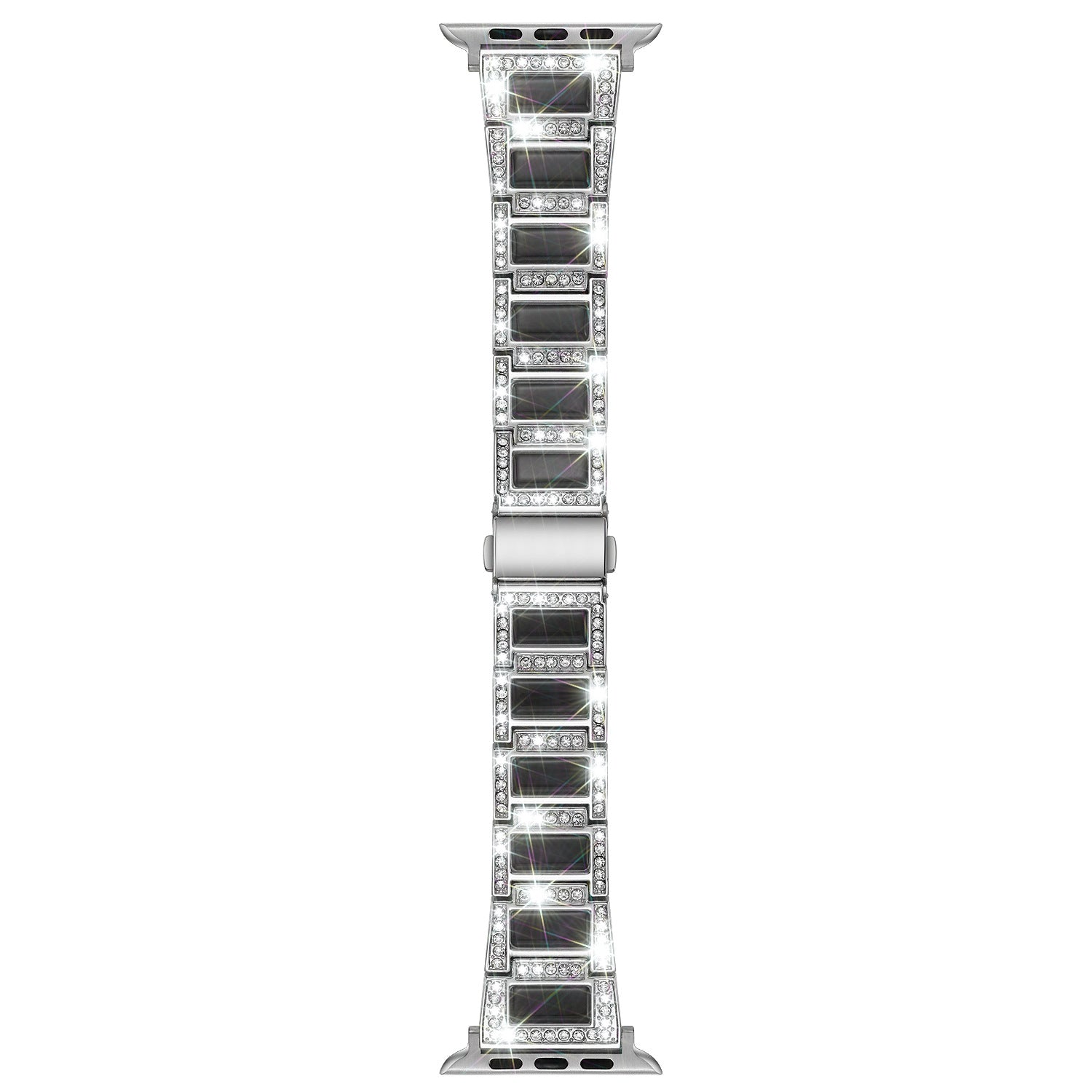 38/40/41mm Suitable for Apple metal strap Apple Watch Strap 2 / 3 / 4 / 5 / 6 / 7 diamond inlaid three bead stainless steel strap