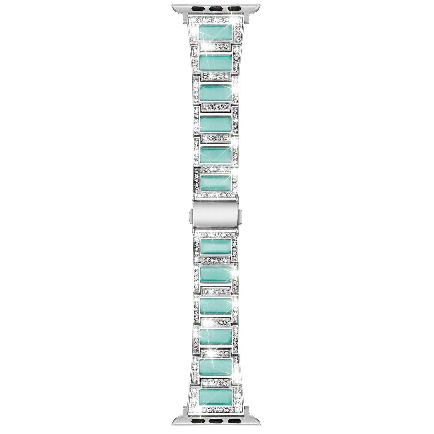 38/40/41mm Suitable for Apple metal strap Apple Watch Strap 2 / 3 / 4 / 5 / 6 / 7 diamond inlaid three bead stainless steel strap