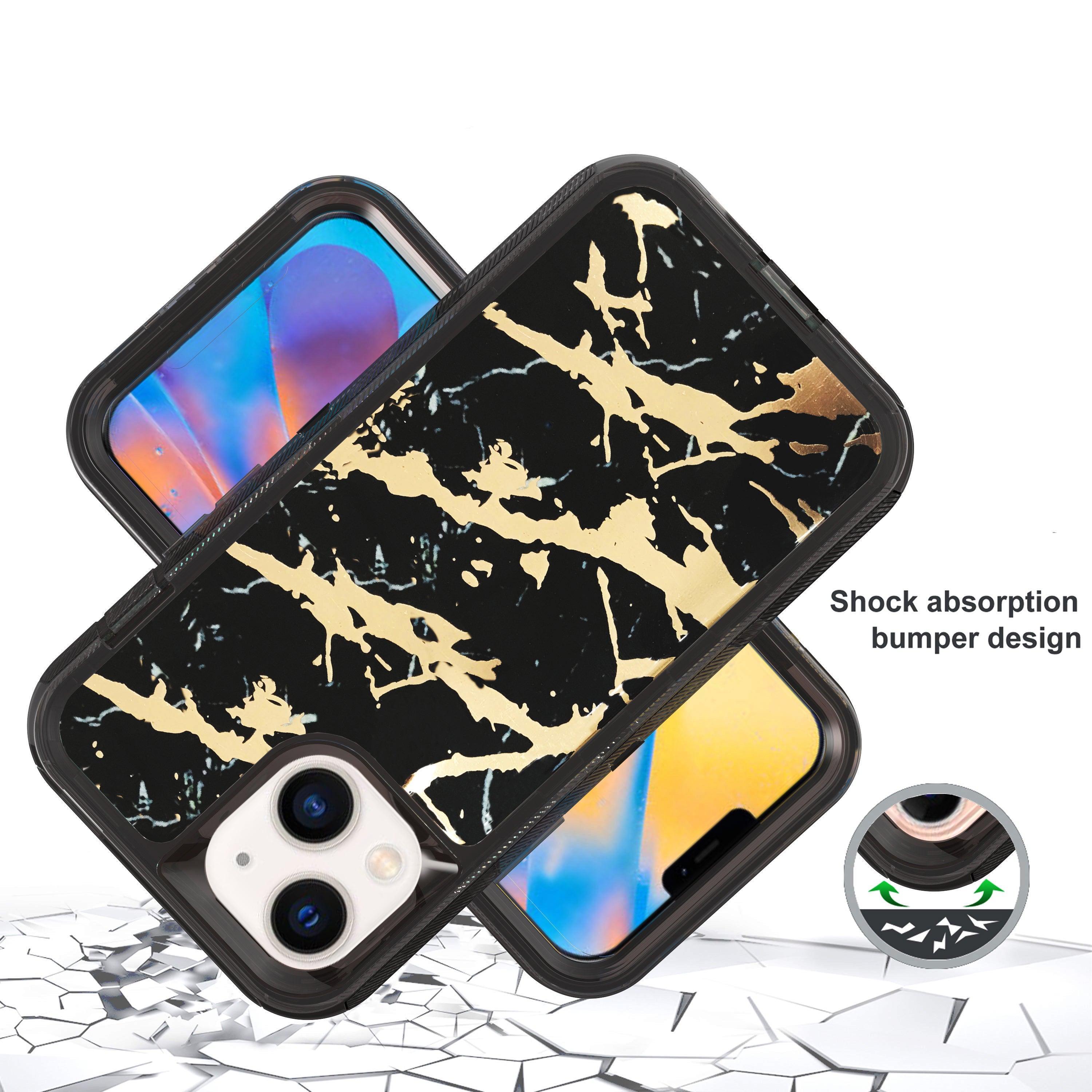 Clear Case for iPhone 13 Anti-Shock Durable Protective TPU Heavy Duty Marble case