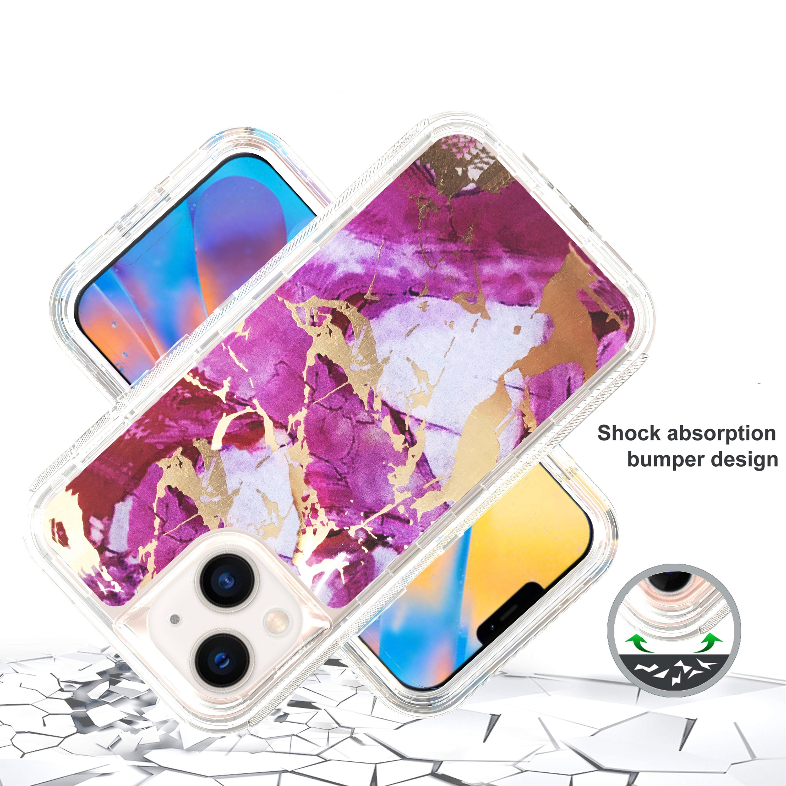 Clear Case for iPhone 13 Anti-Shock Durable Protective TPU Heavy Duty Marble case