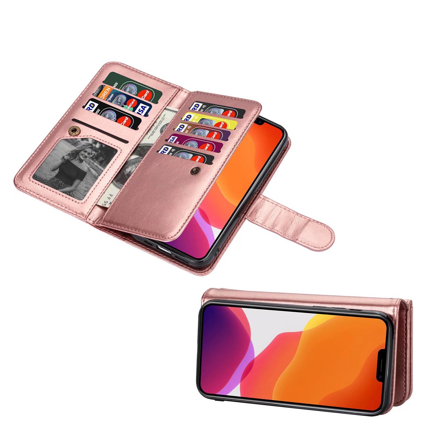 Samsung Galaxy S23 Ultra 2 IN 1 Leather Wallet Case with 9 Credit Card Slots and Removable Back Cover