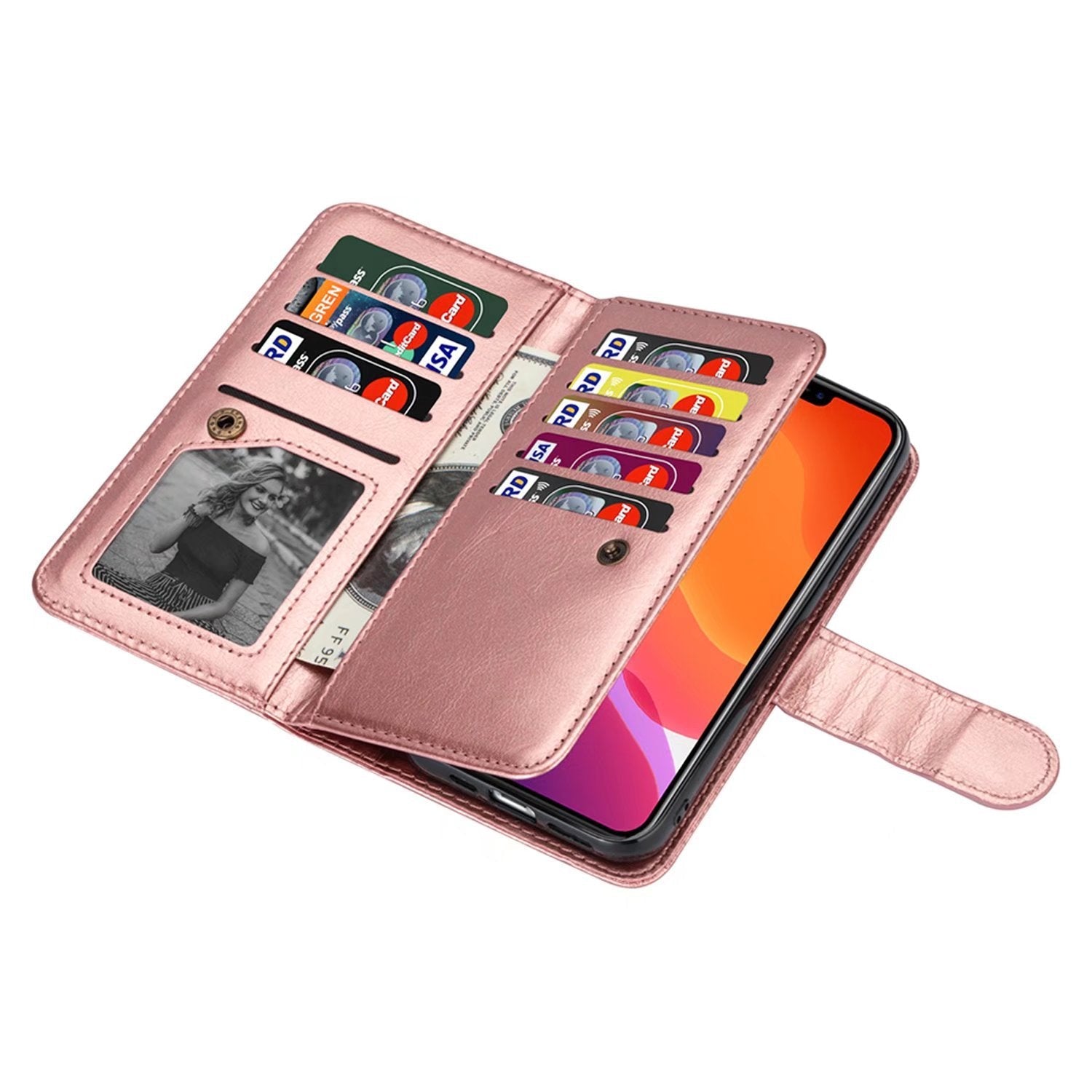 Samsung Galaxy S23 Ultra 2 IN 1 Leather Wallet Case with 9 Credit Card Slots and Removable Back Cover