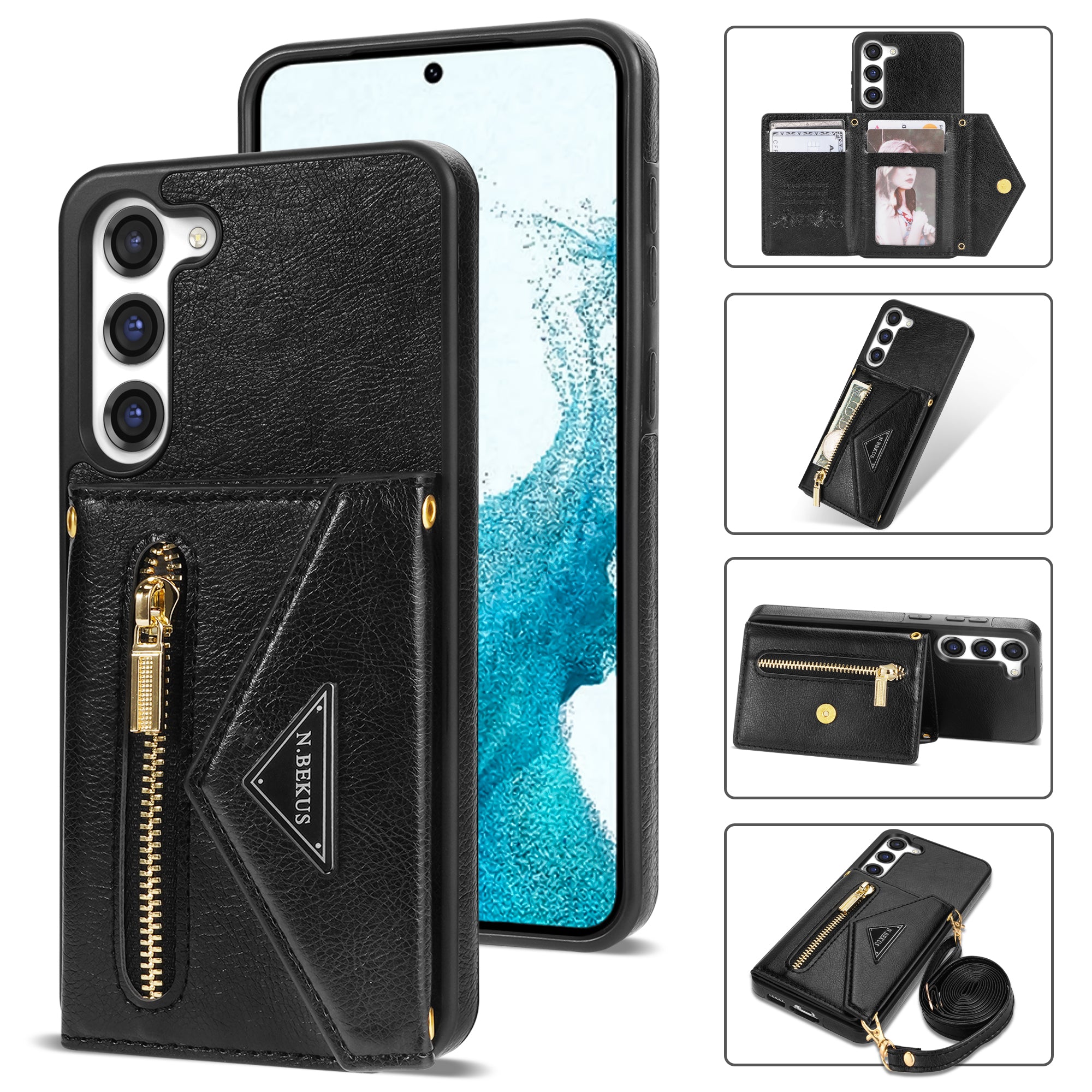 Samsung Galaxy S23 lanyard 2 in 1 Leather card bag case card slots