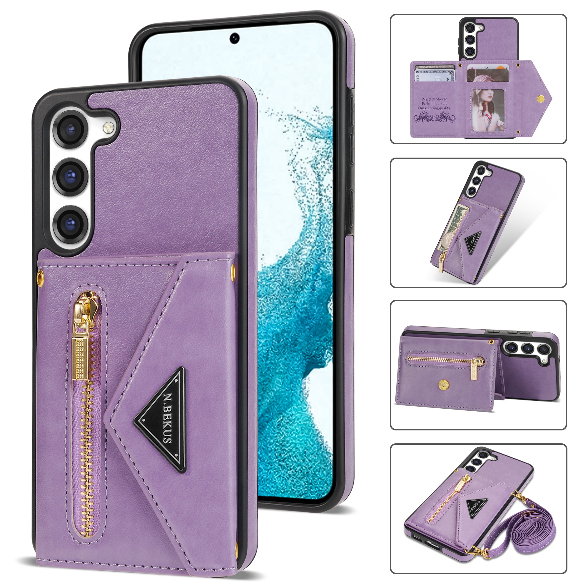 Samsung Galaxy S23 lanyard 2 in 1 Leather card bag case card slots