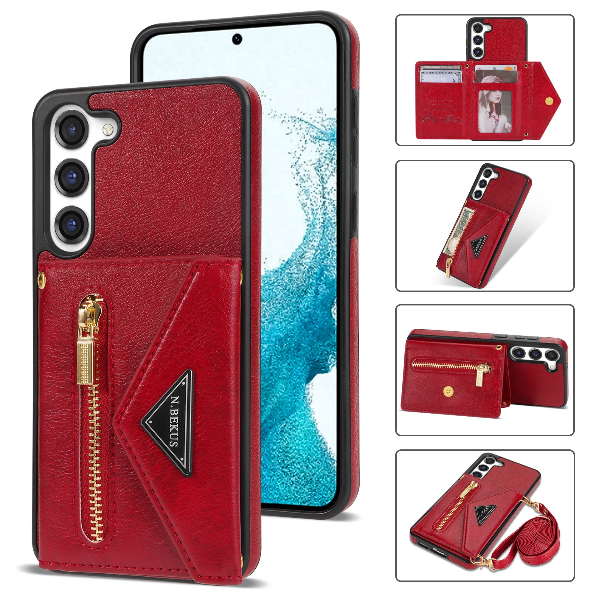 Samsung Galaxy S23 Plus lanyard 2 in 1 Leather card bag case card slots
