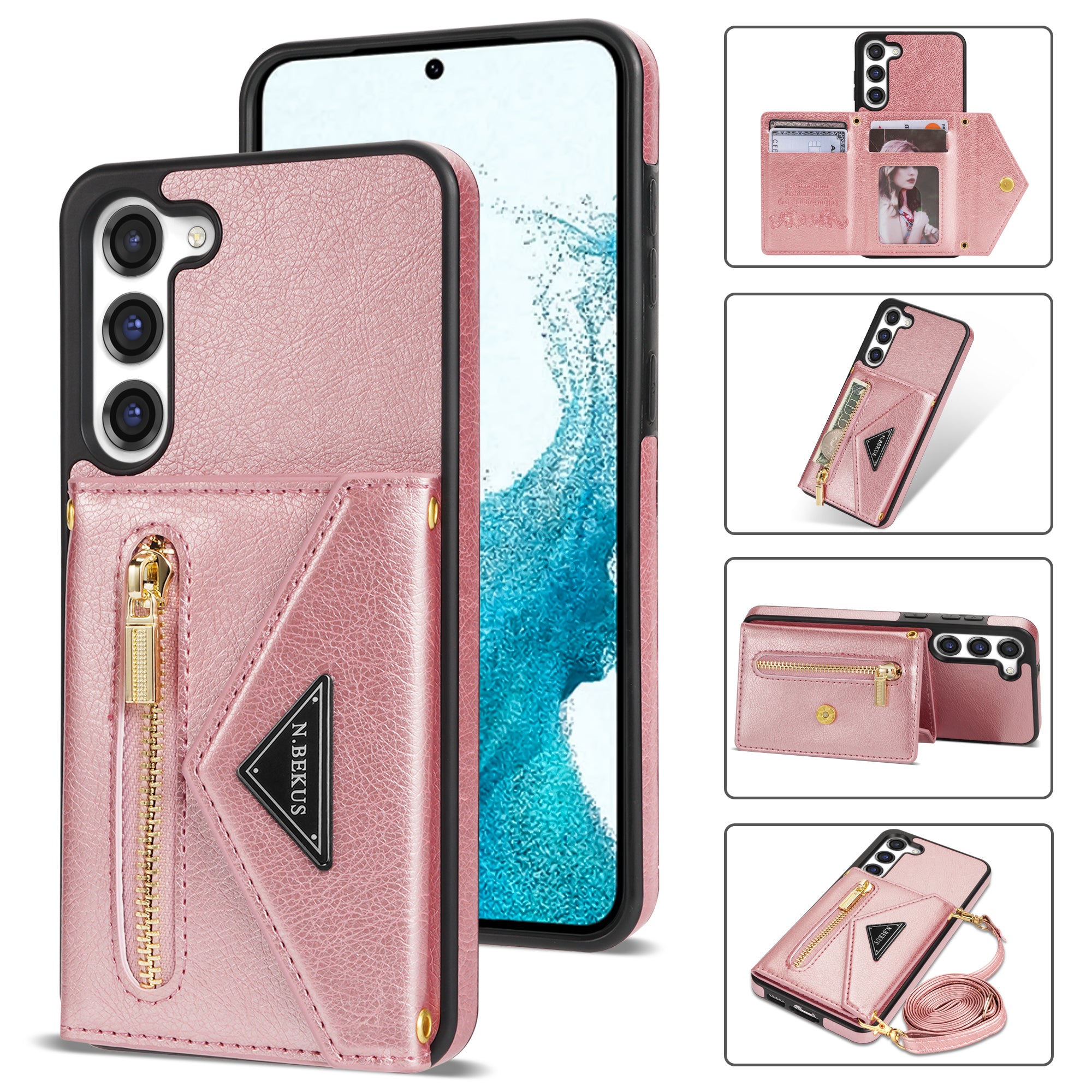 Samsung Galaxy S23 lanyard 2 in 1 Leather card bag case card slots