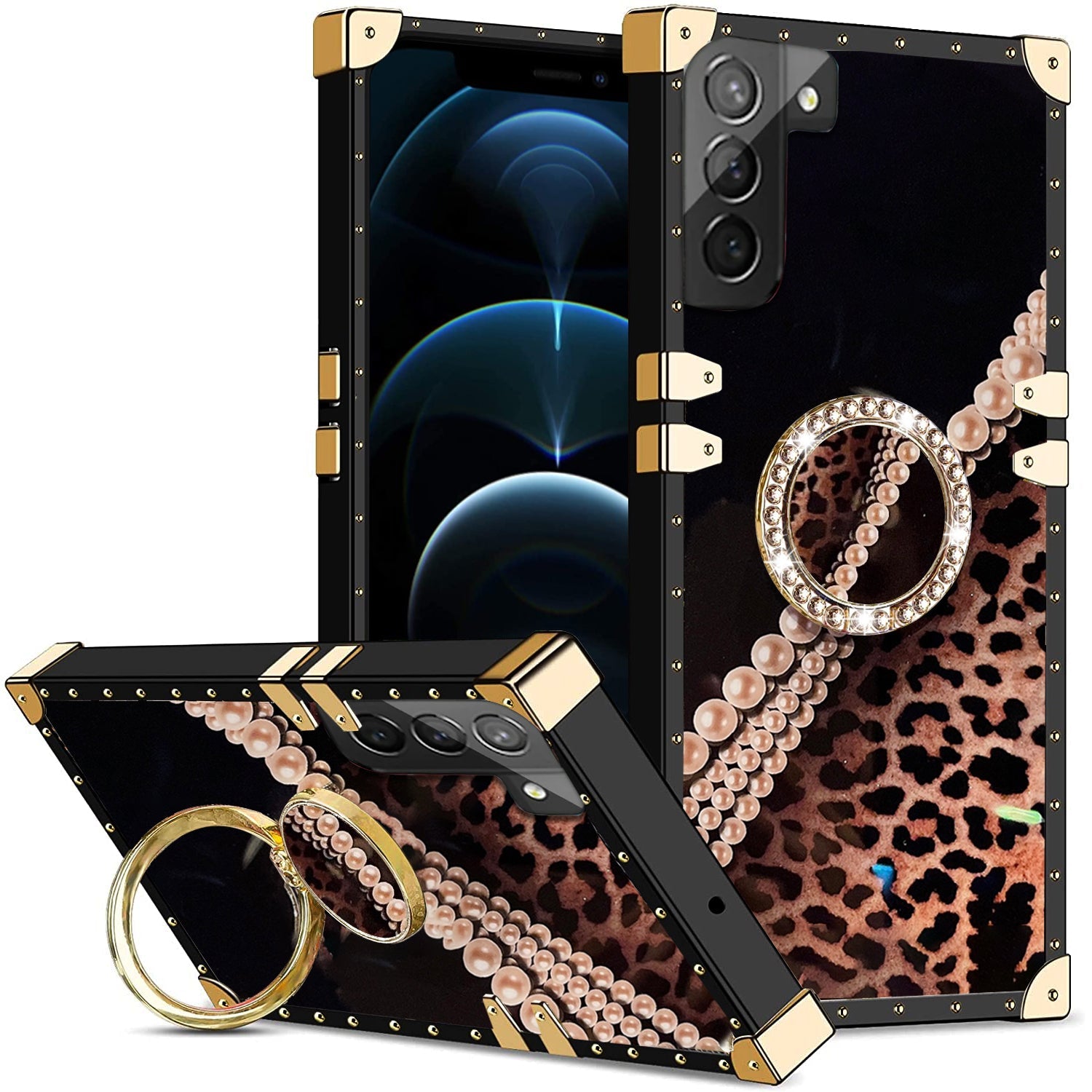 Samsung Galaxy S23 Plus TPU luxury shiny leopard fashion case with Kickstand