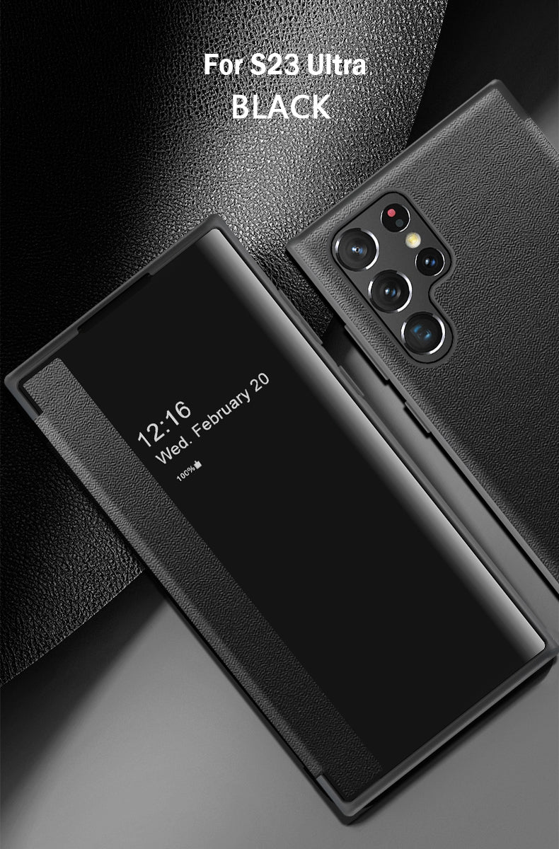 Samsung Galaxy S23 UItra Side window flap Smart  leather cover Case