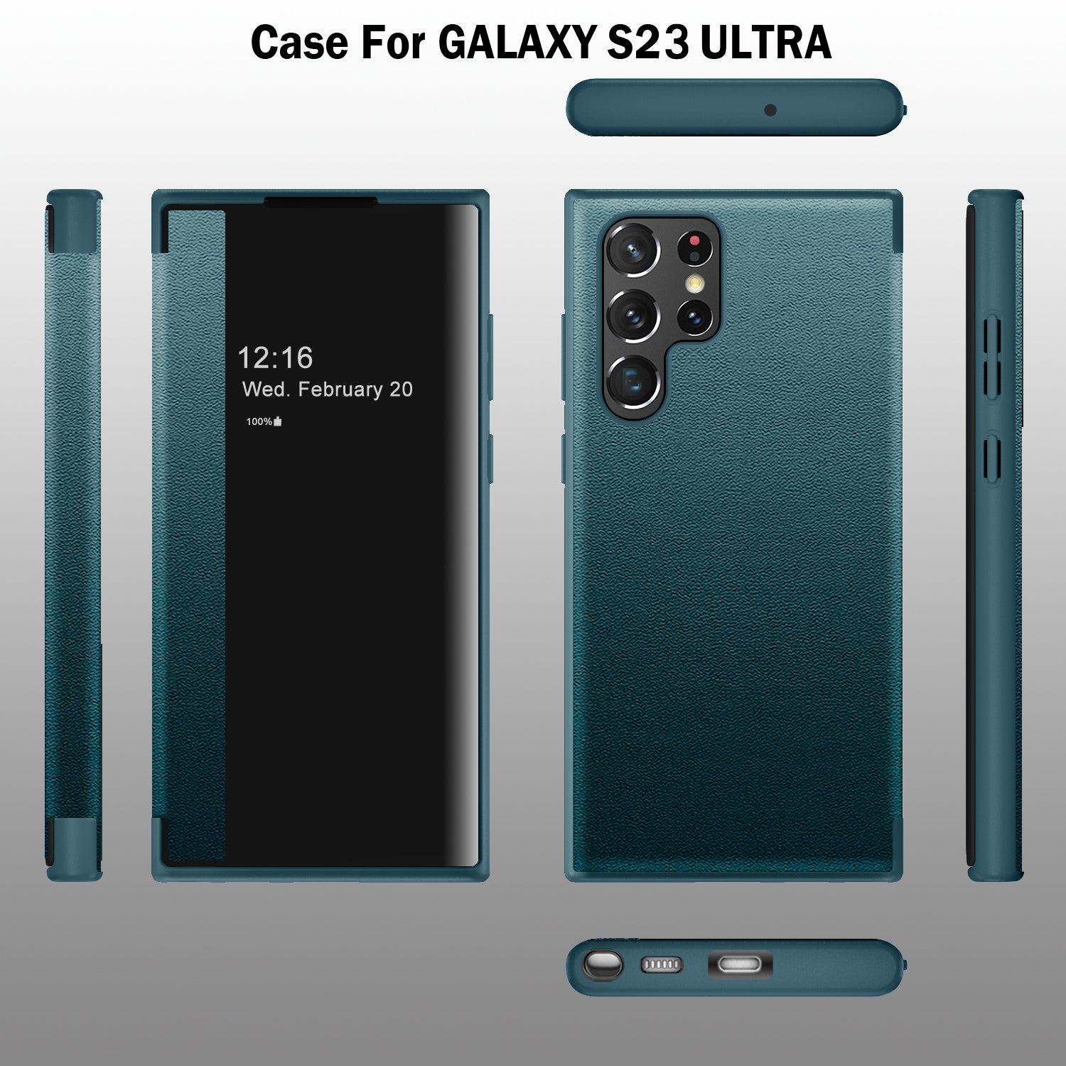 Samsung Galaxy S23 UItra Side window flap Smart  leather cover Case