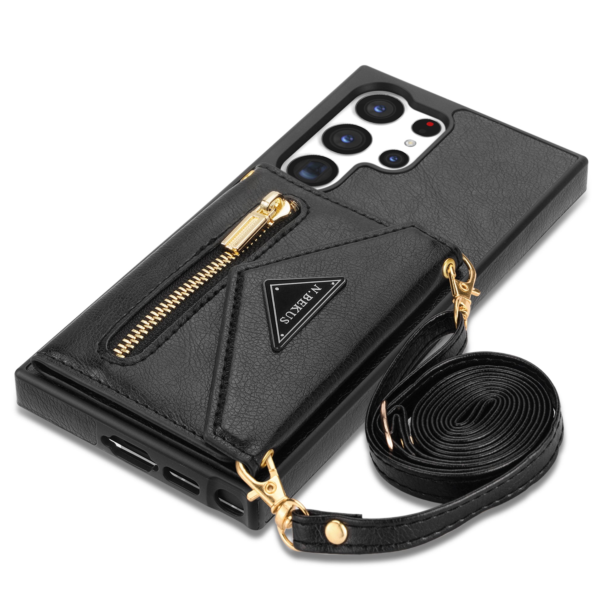 Samsung Galaxy S23 Ultra lanyard 2 in 1 Leather card bag case card slots