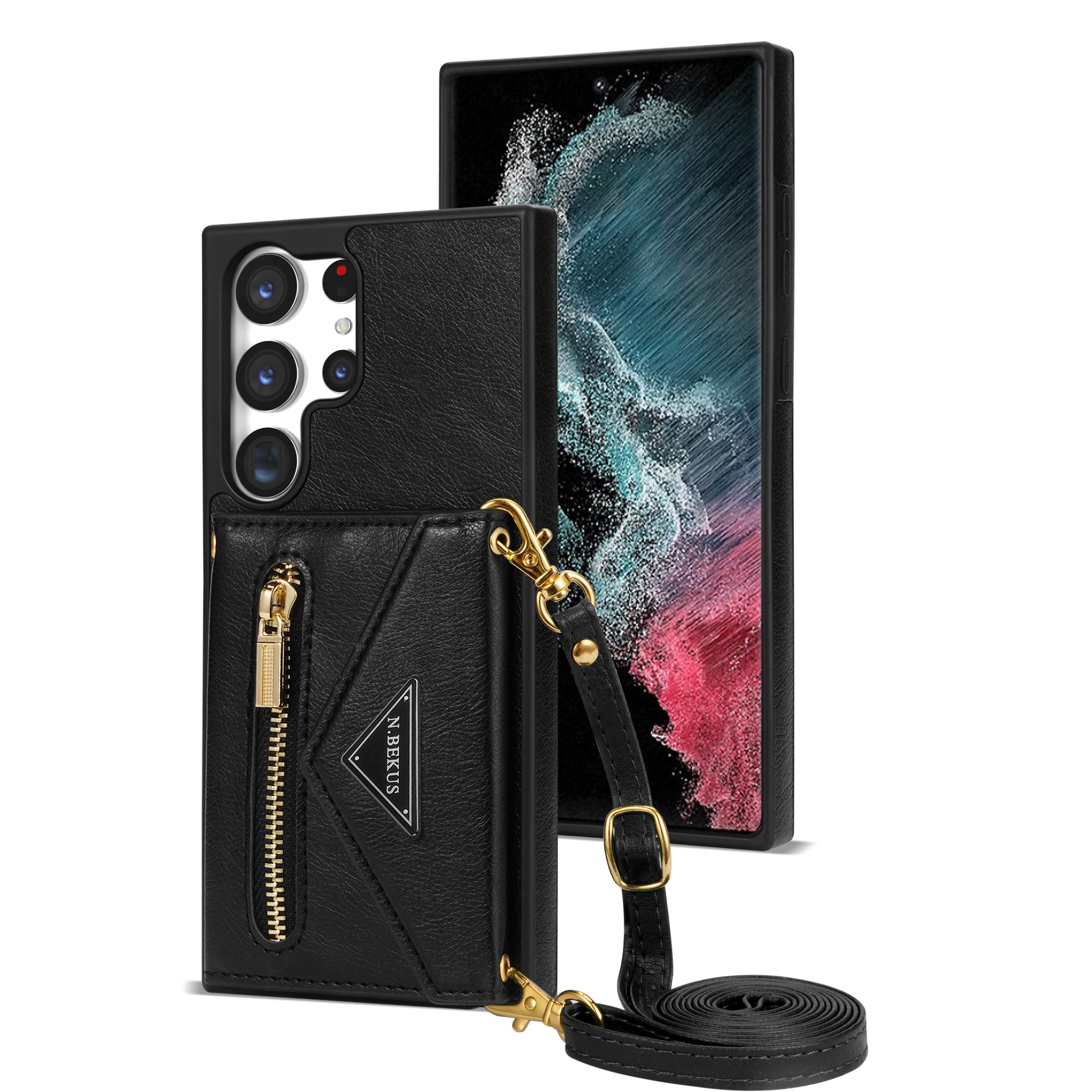 Samsung Galaxy S23 Ultra lanyard 2 in 1 Leather card bag case card slots