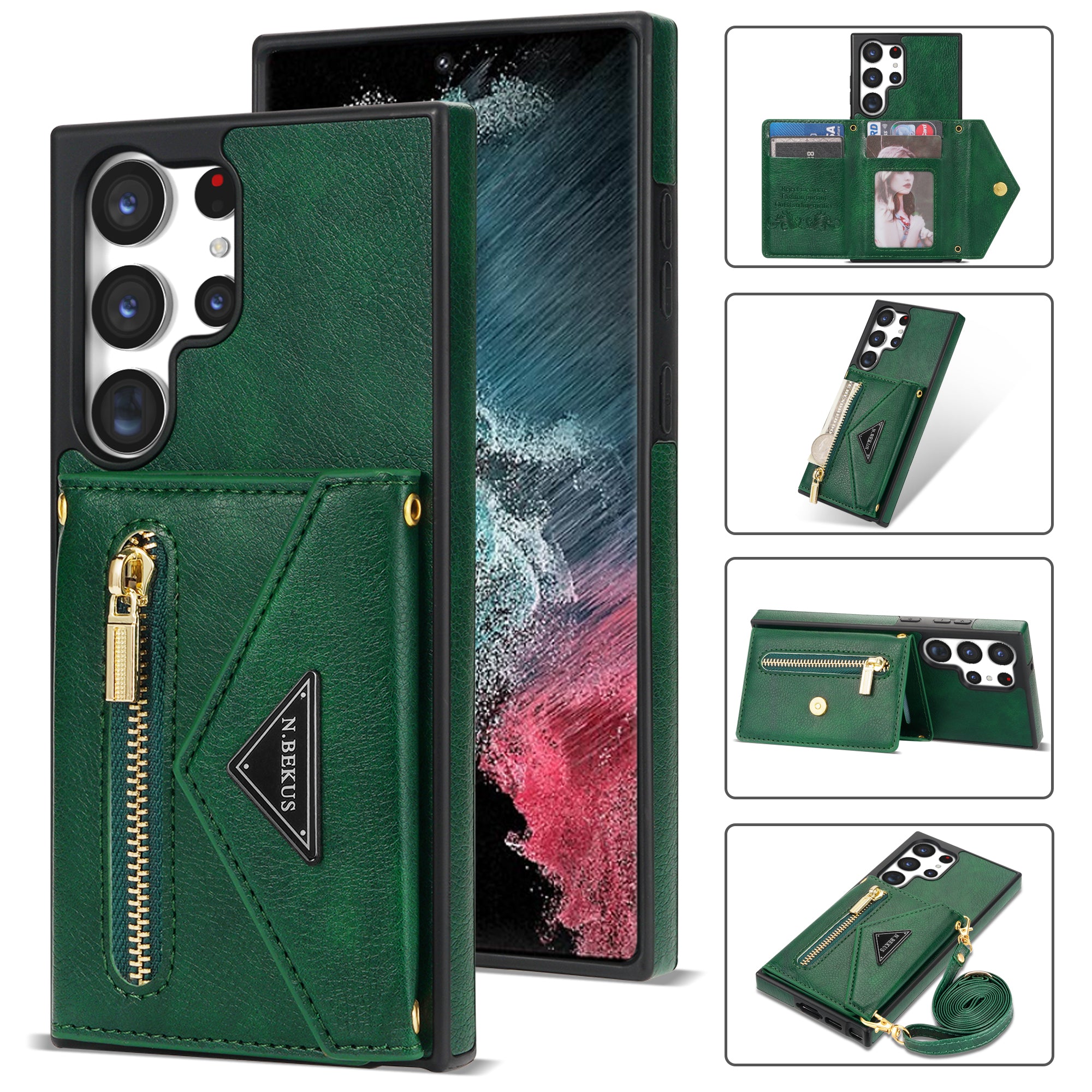 Samsung Galaxy S23 Ultra lanyard 2 in 1 Leather card bag case card slots