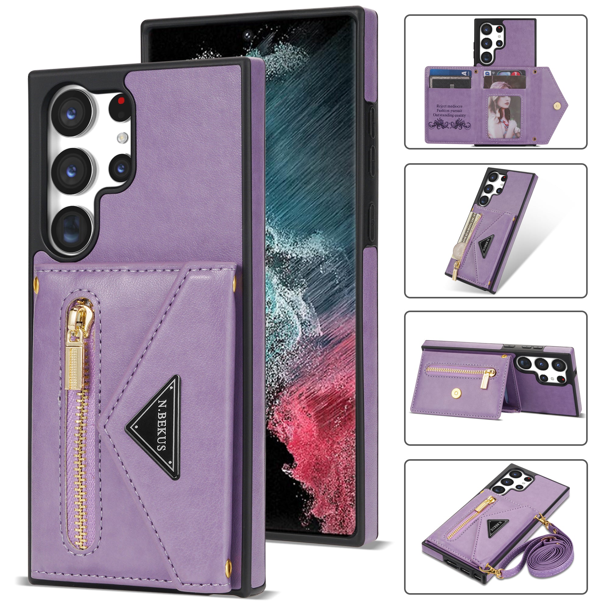 Samsung Galaxy S23 Ultra lanyard 2 in 1 Leather card bag case card slots