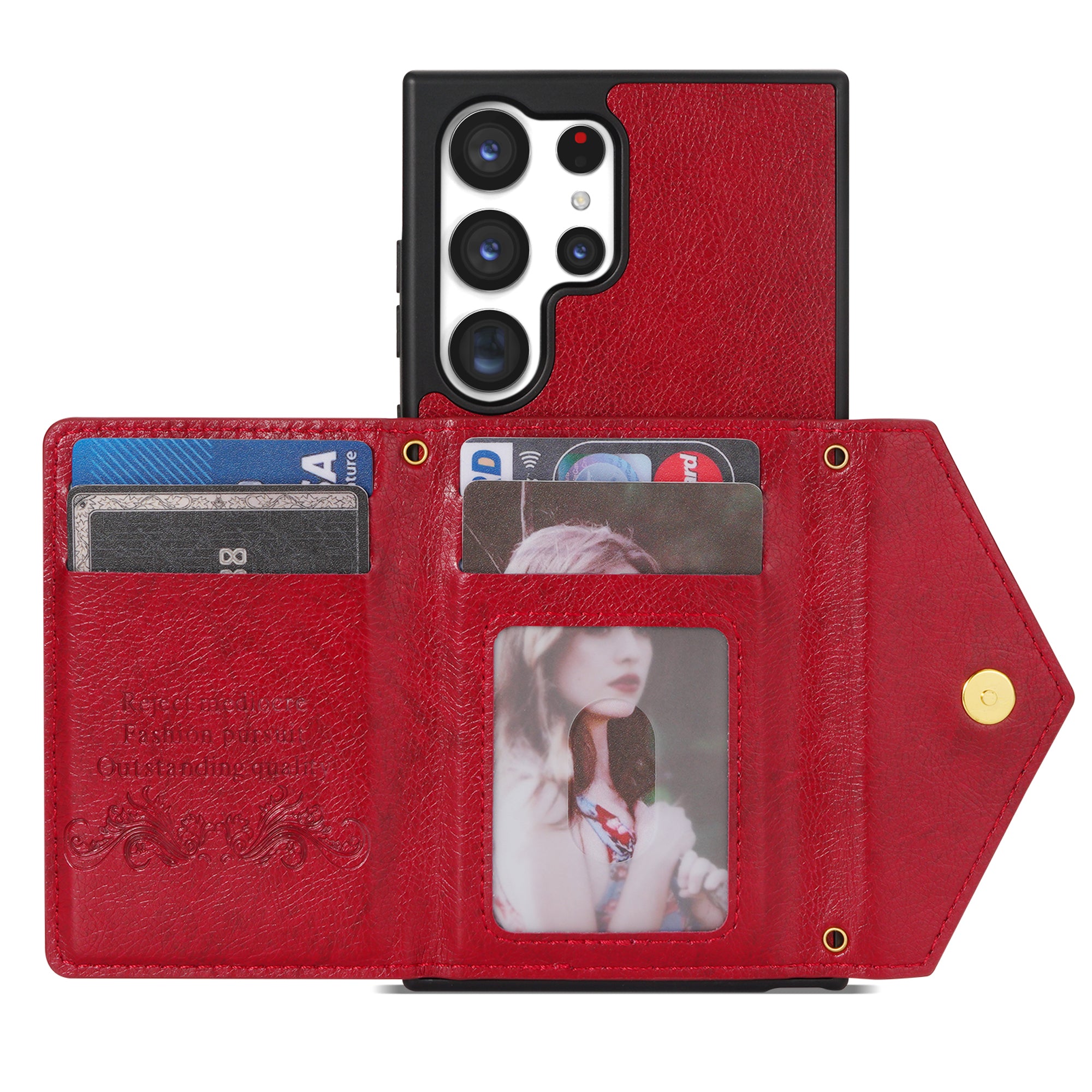 Samsung Galaxy S23 Ultra lanyard 2 in 1 Leather card bag case card slots