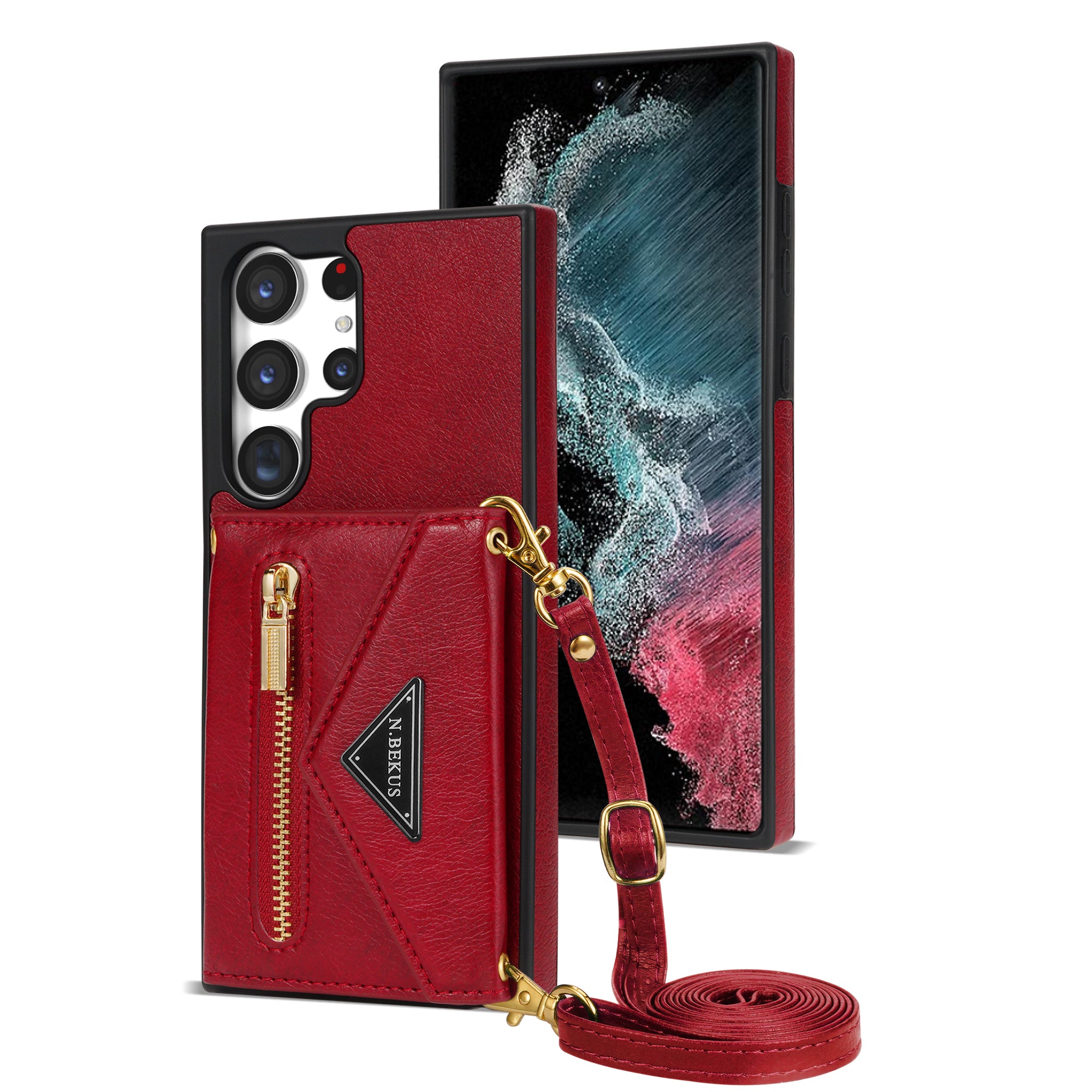 Samsung Galaxy S23 Ultra lanyard 2 in 1 Leather card bag case card slots