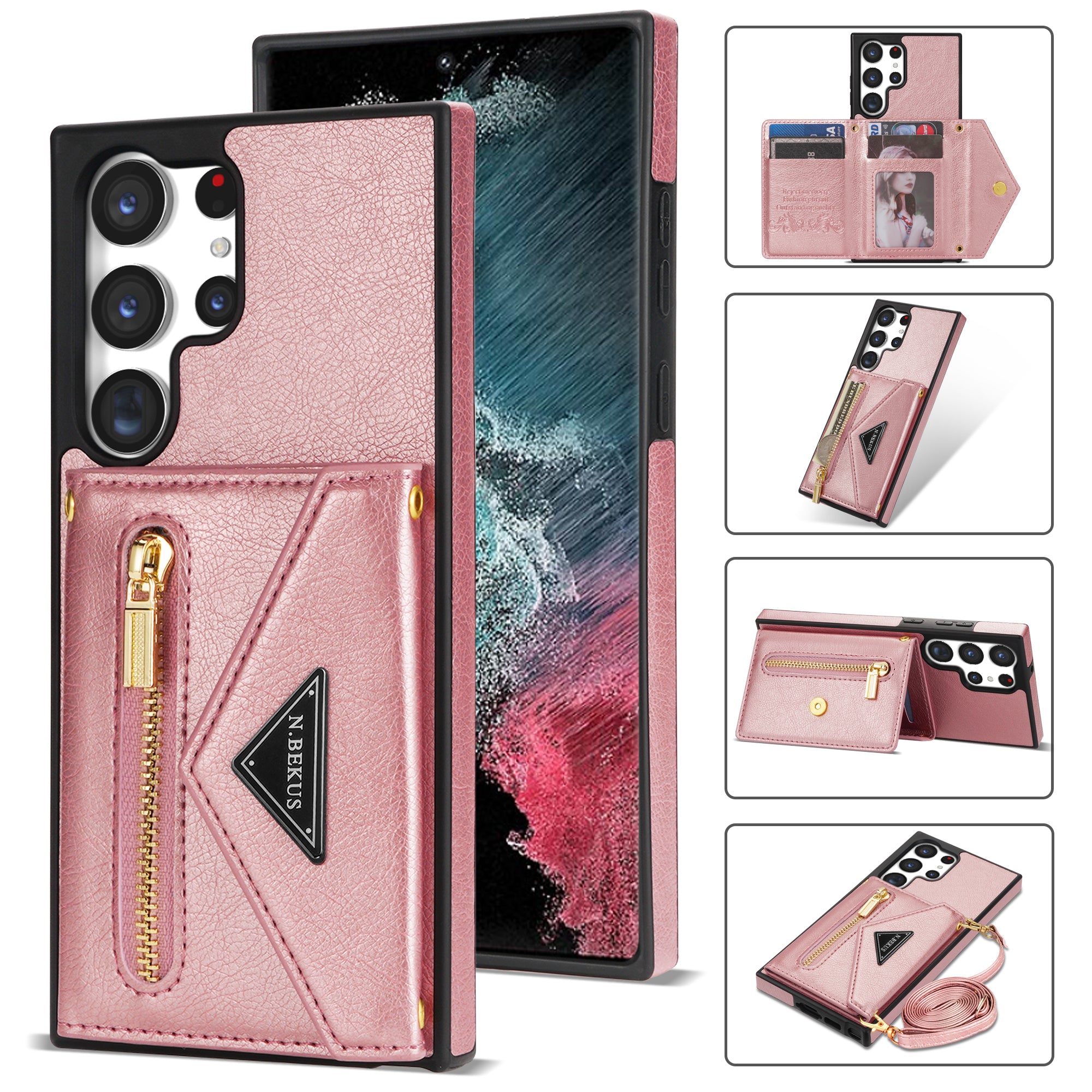 Samsung Galaxy S23 Ultra lanyard 2 in 1 Leather card bag case card slots