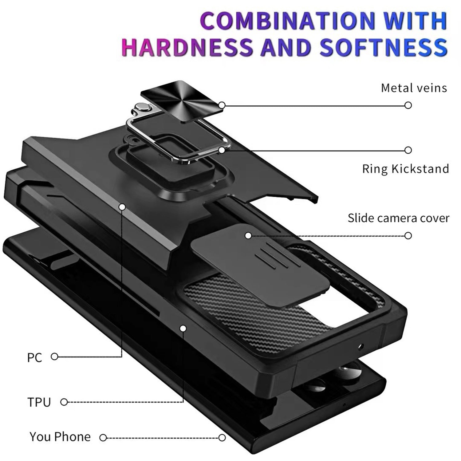 Samsung Galaxy S23 UItra Sliding window with kickstand Phone Case