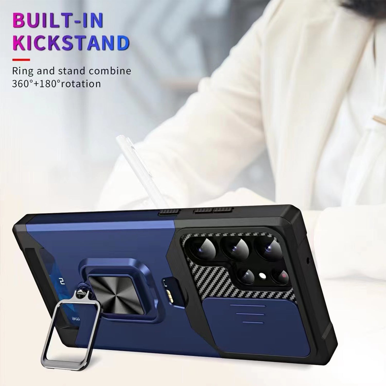 Samsung Galaxy S23 UItra Sliding window with kickstand Phone Case