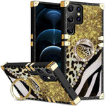 Samsung Galaxy S23 Ultra TPU luxury shiny leopard fashion case with Kickstand