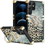 Samsung Galaxy S23 Ultra TPU luxury shiny leopard fashion case with Kickstand