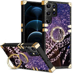 Samsung Galaxy S23 Ultra TPU luxury shiny leopard fashion case with Kickstand