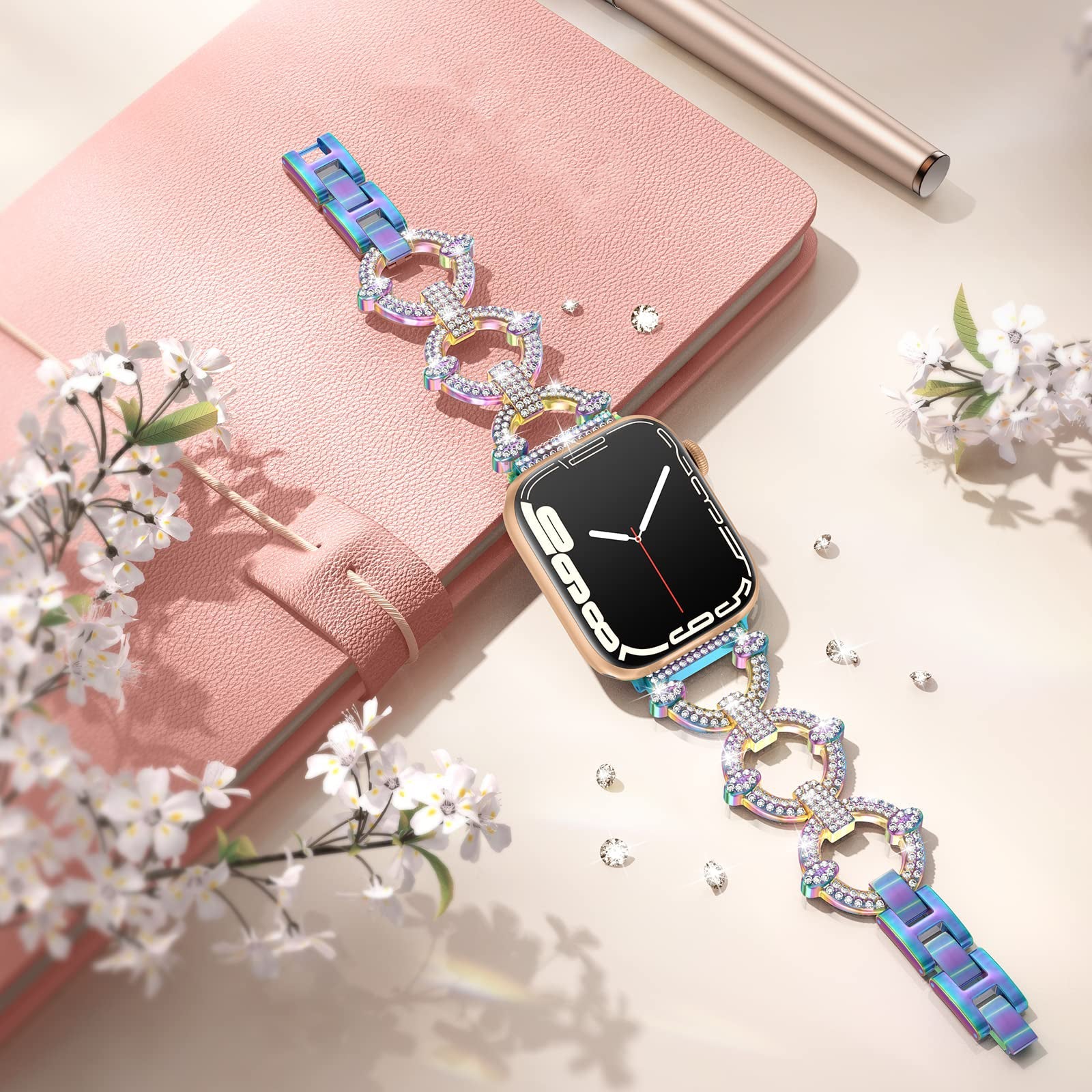 42/44/45mm Apple watch strap 2/3/4/5/6/7 diamond circle metal watch strap