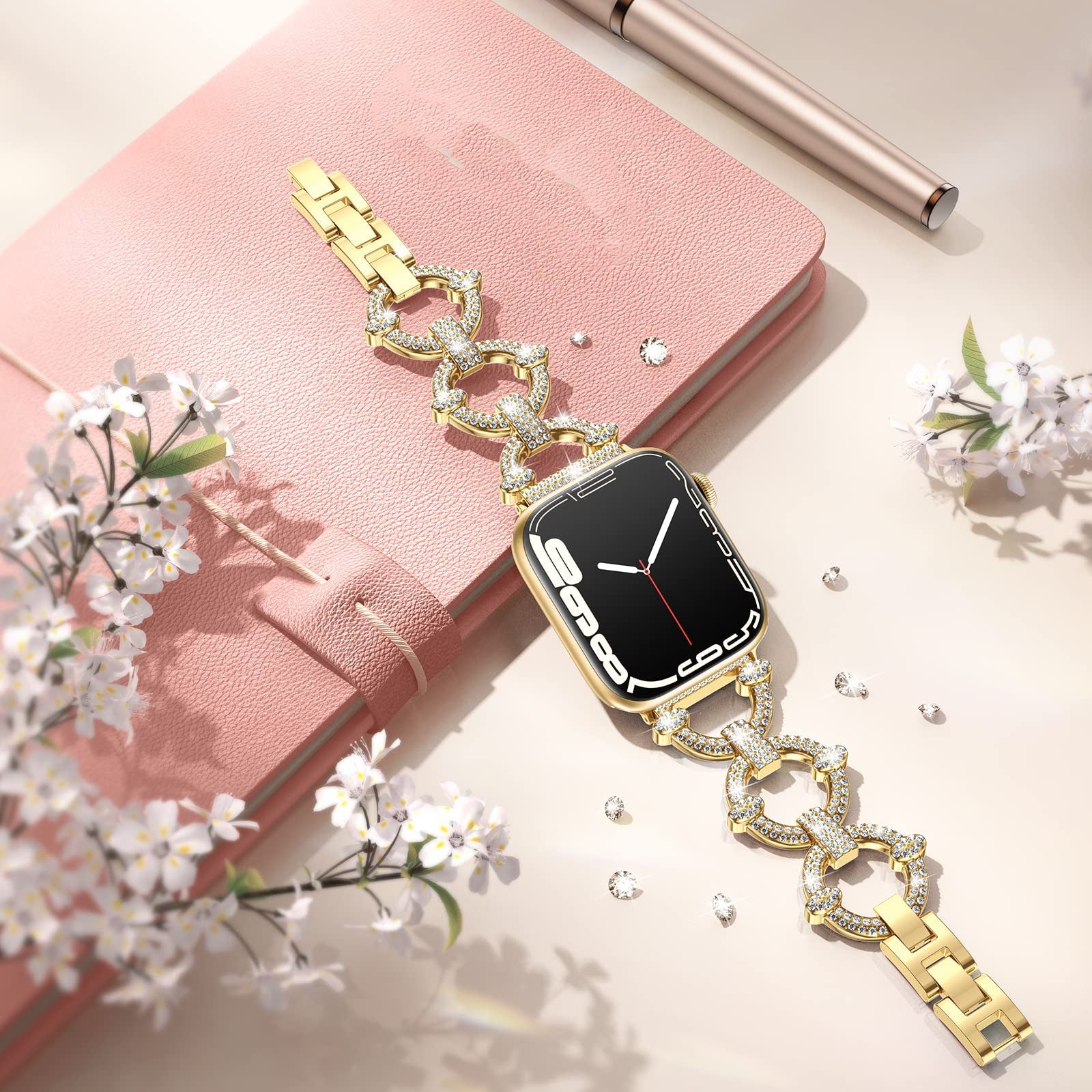 42/44/45mm Apple watch strap 2/3/4/5/6/7 diamond circle metal watch strap