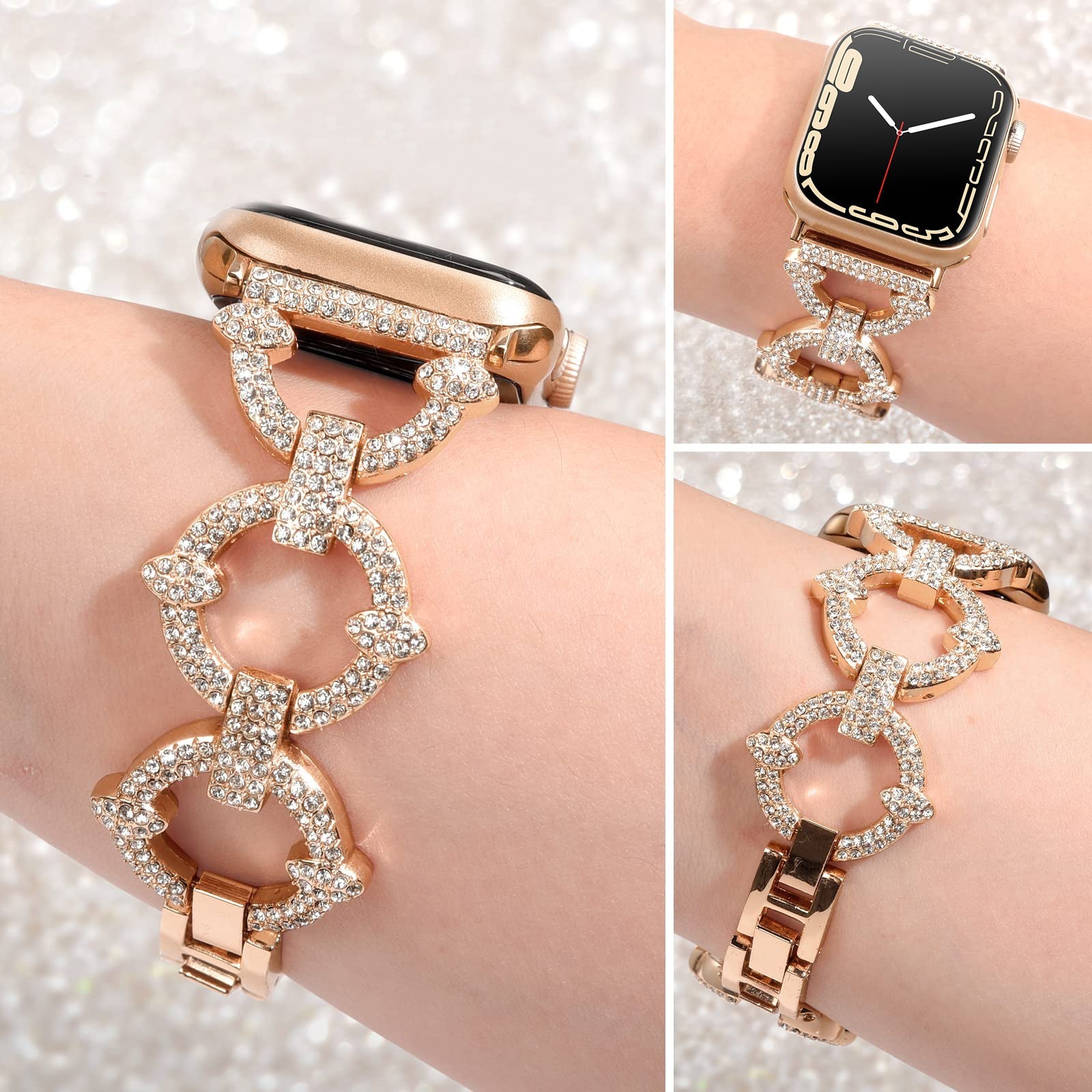 42/44/45mm Apple watch strap 2/3/4/5/6/7 diamond circle metal watch strap