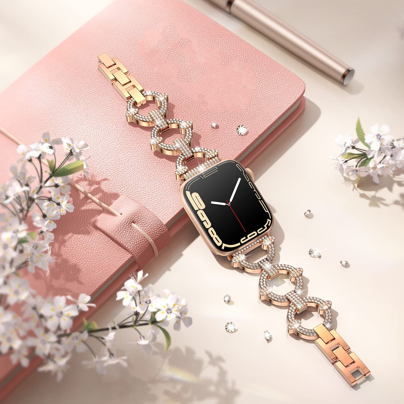42/44/45mm Apple watch strap 2/3/4/5/6/7 diamond circle metal watch strap