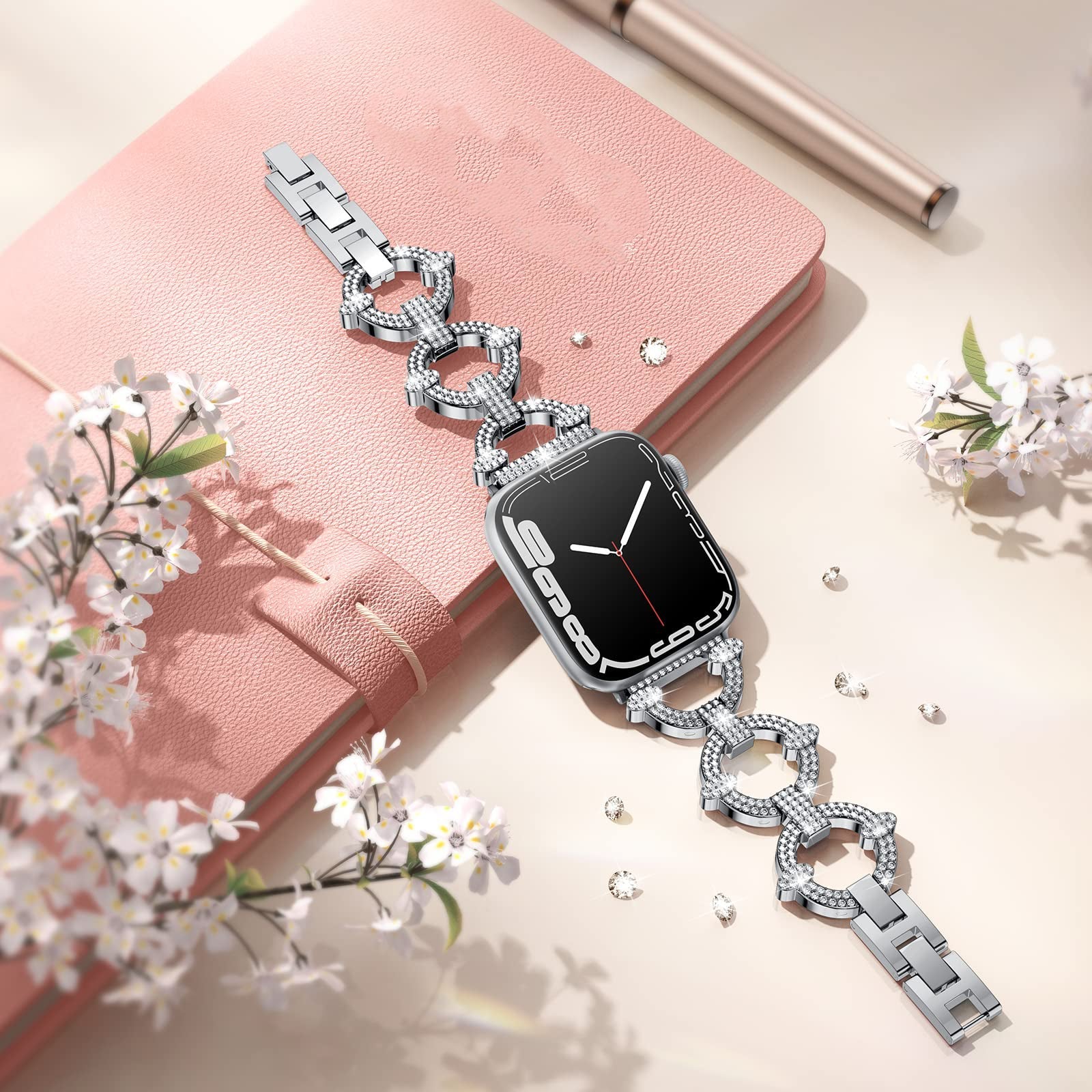 42/44/45mm Apple watch strap 2/3/4/5/6/7 diamond circle metal watch strap