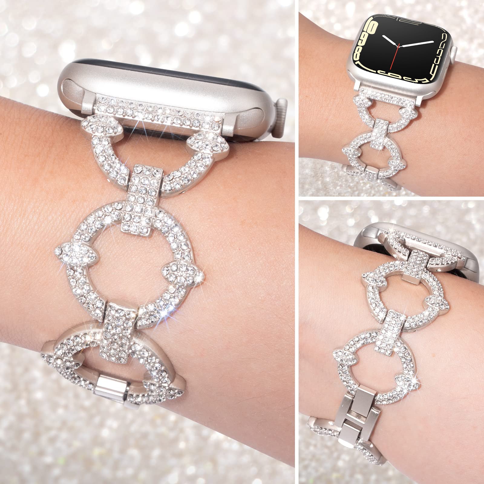 42/44/45mm Apple watch strap 2/3/4/5/6/7 diamond circle metal watch strap