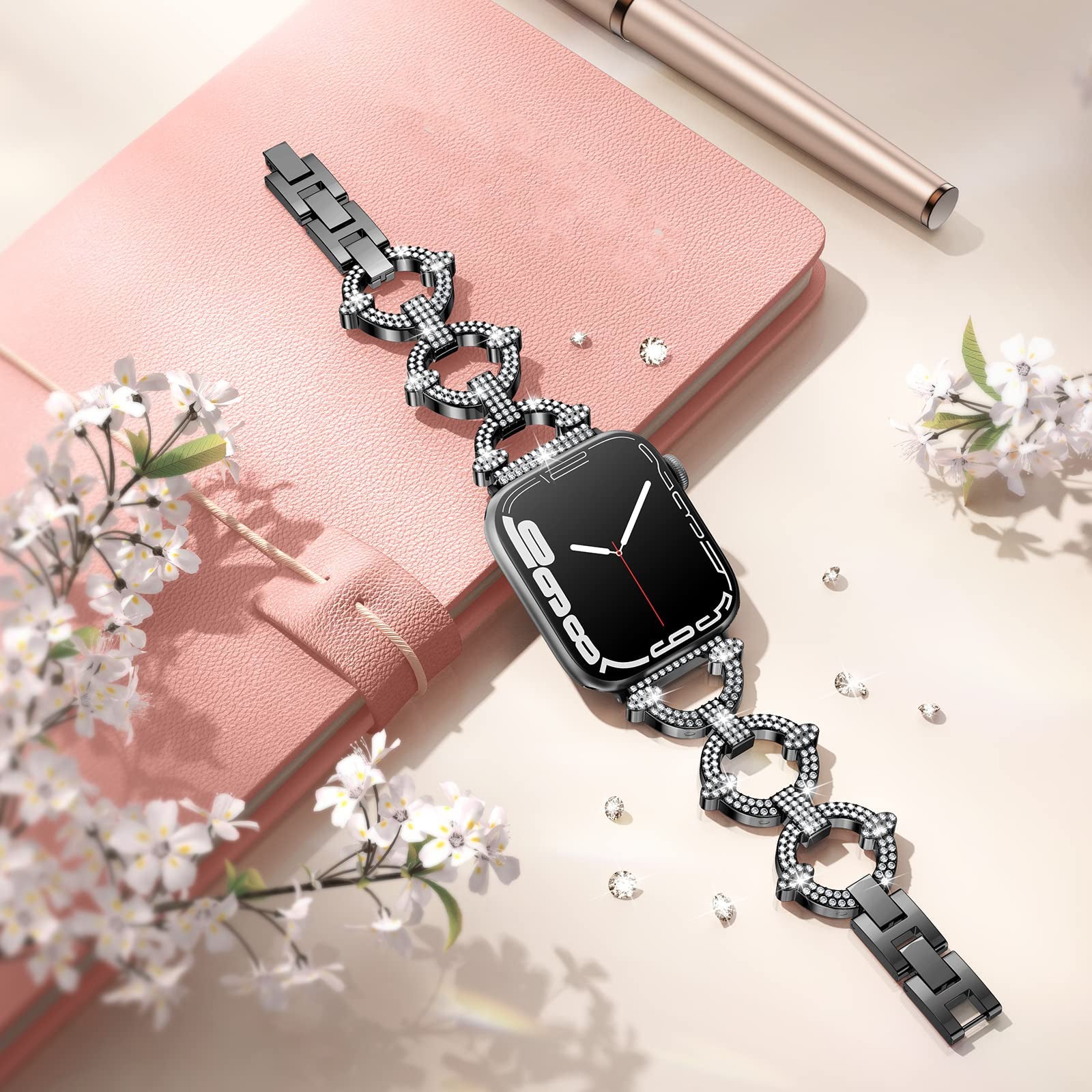 42/44/45mm Apple watch strap 2/3/4/5/6/7 diamond circle metal watch strap