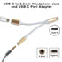 Type-C  to 3.5mm Headphone Jack and Type-C  Port Adapter
